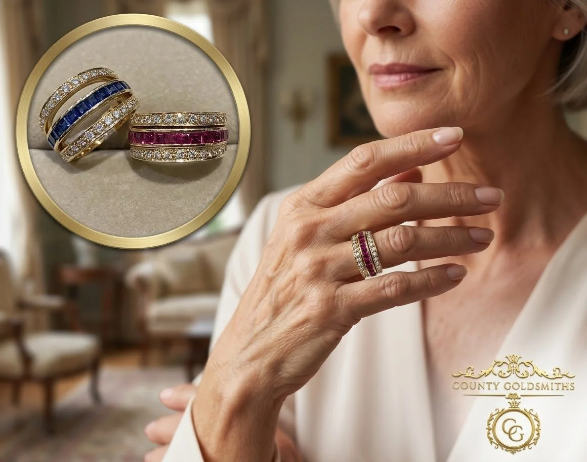 18ct Sapphire Ruby and Diamond reversible ring