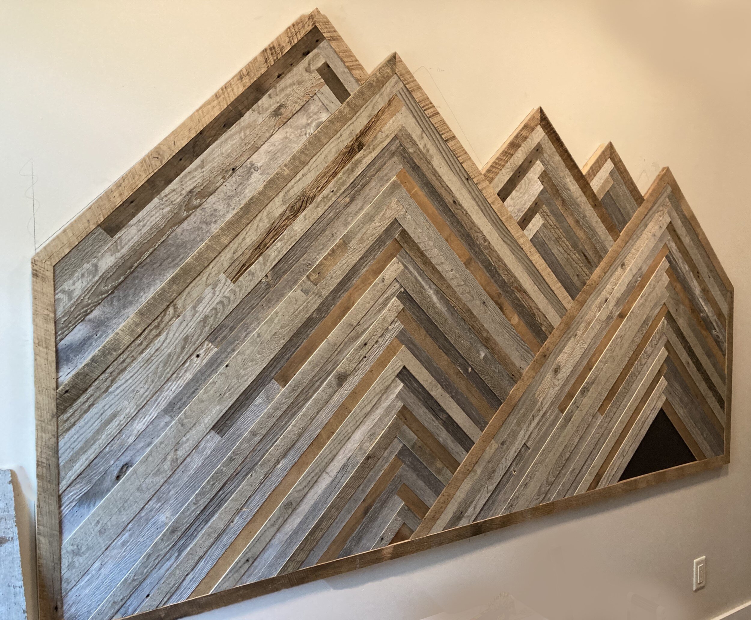 Custom barn wood art work herringbone