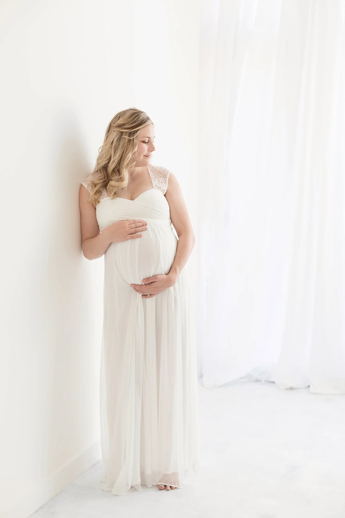 Pink Blush Ivory Lace Accent Chiffon, Medium
