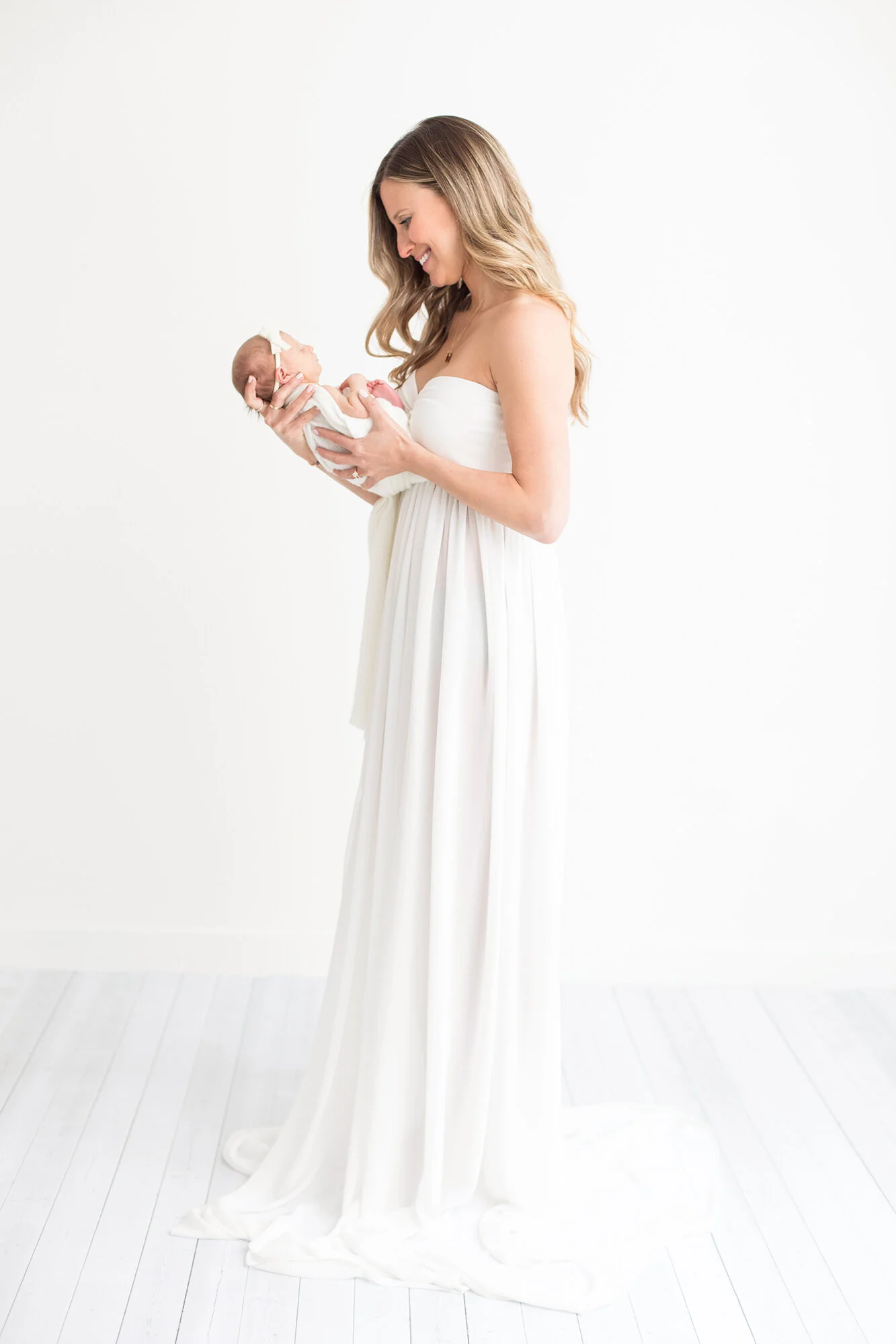Open Front Sheer Chiffon with Rushing Bodice 