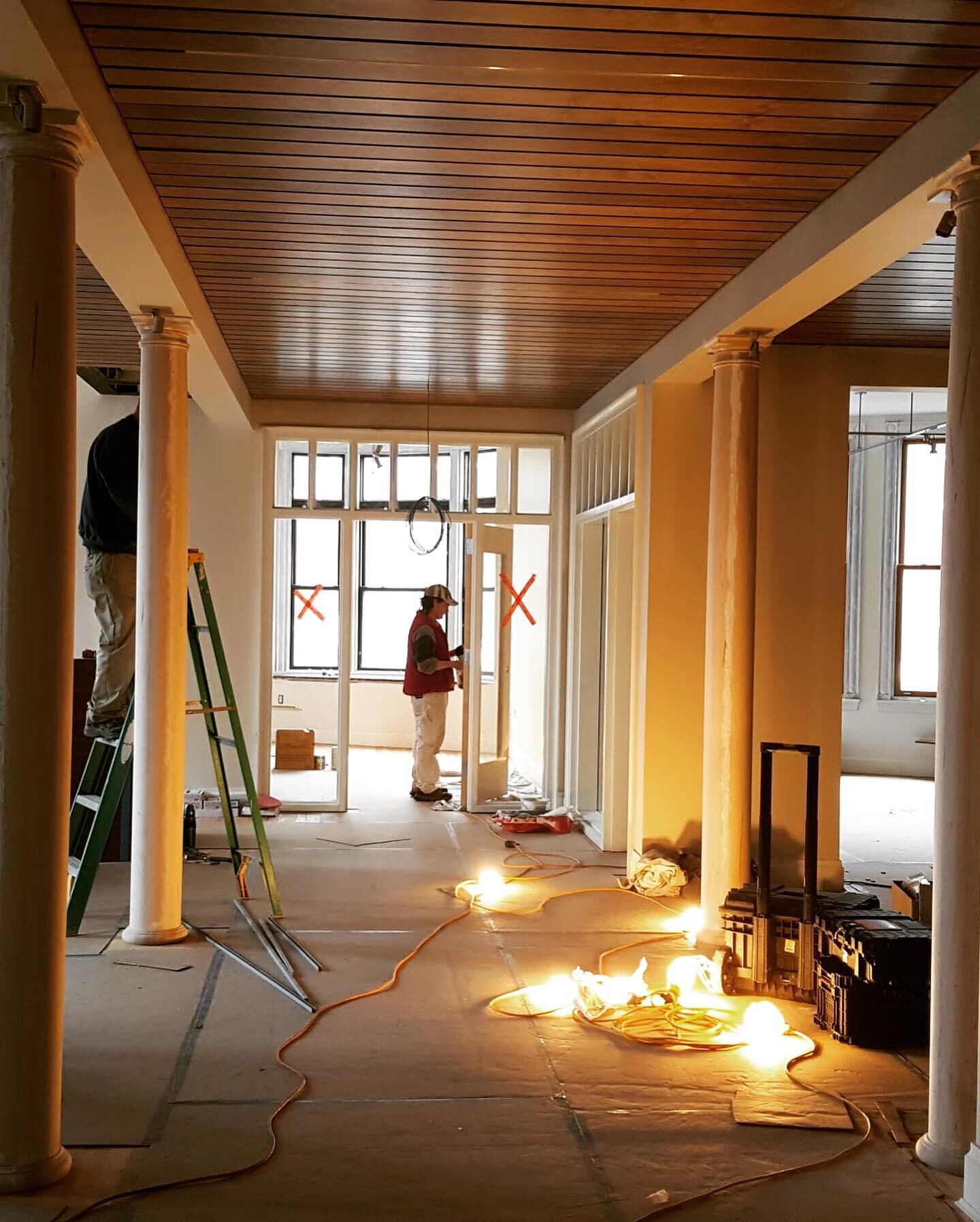 One of our favorite office transformations. We exposed all the brick that was once covered by plaster and black paint... #transformationtuesday #portlandmaineconstruction