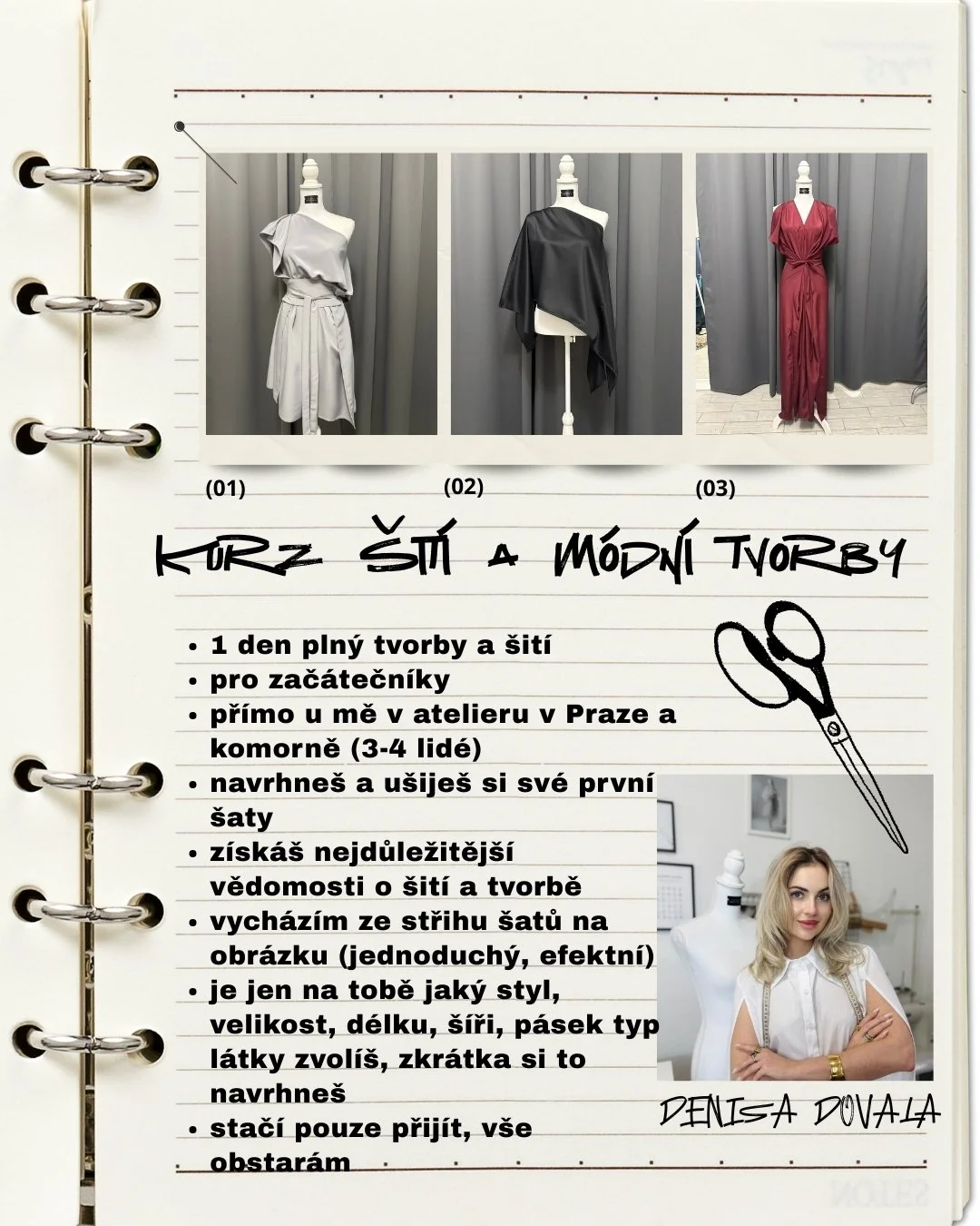 Kurz módní tvorby v atelieru s designerkou Denisou Dovala