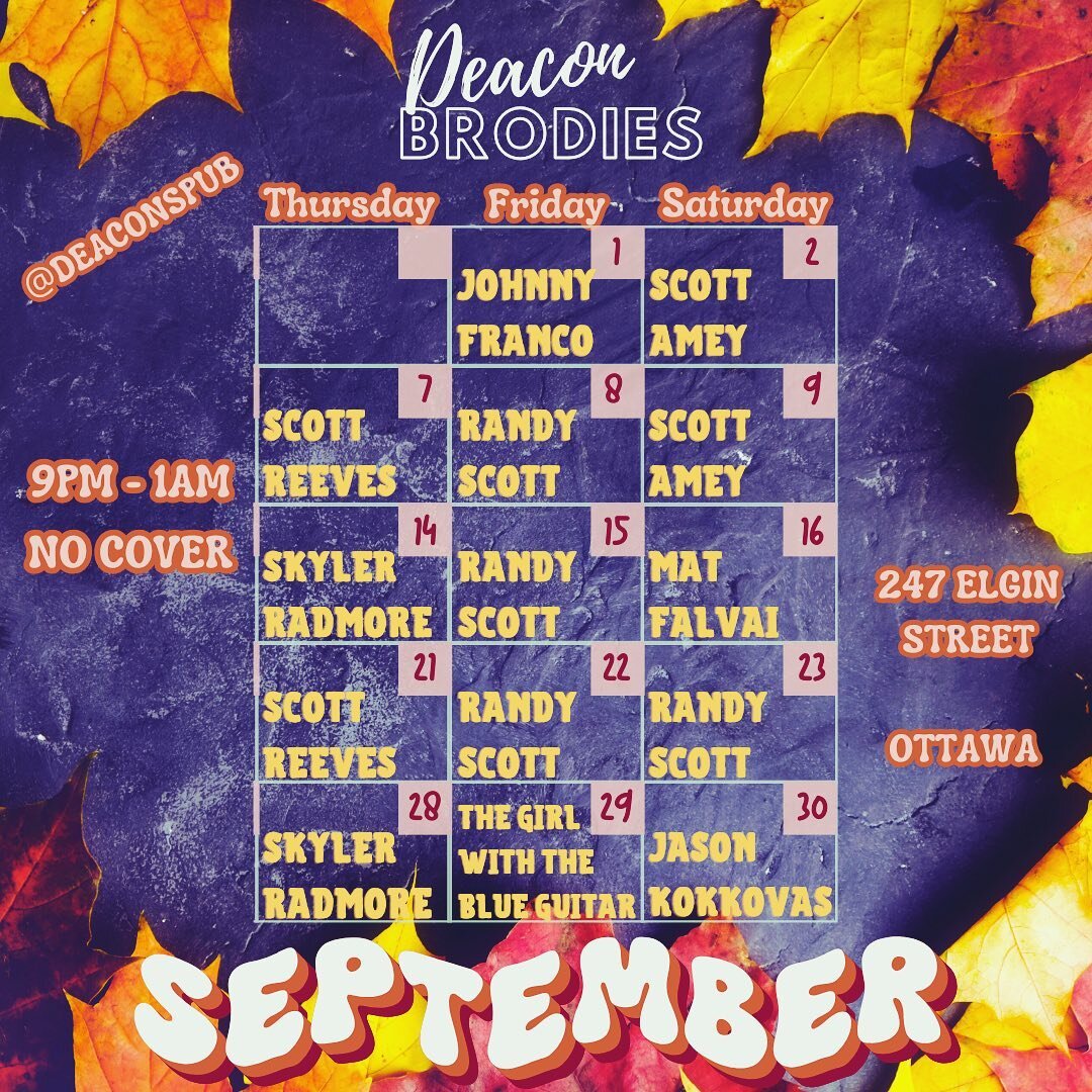 🎸 September Live Music at Deacon&rsquo;s 2023 🎸