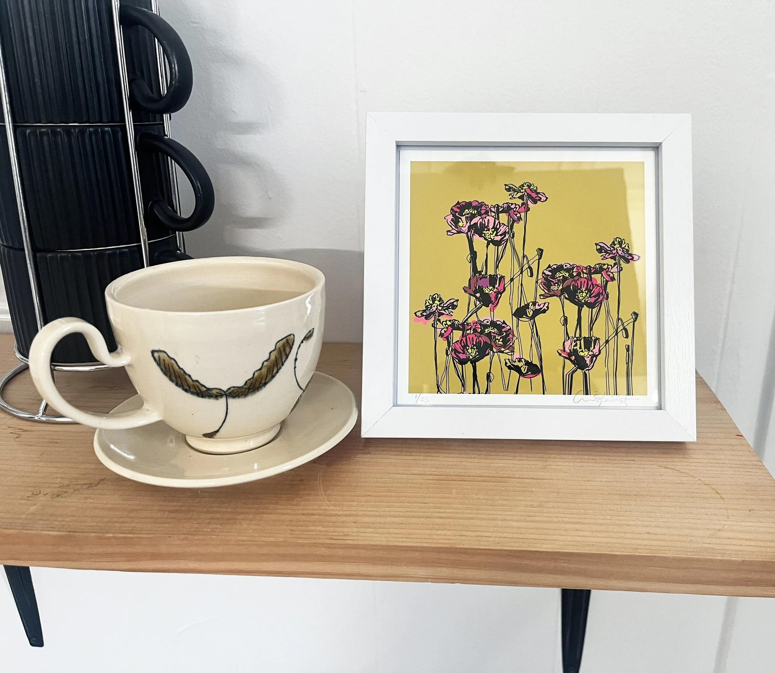 Pink poppies over spanish olive Framed 3 copy.jpg