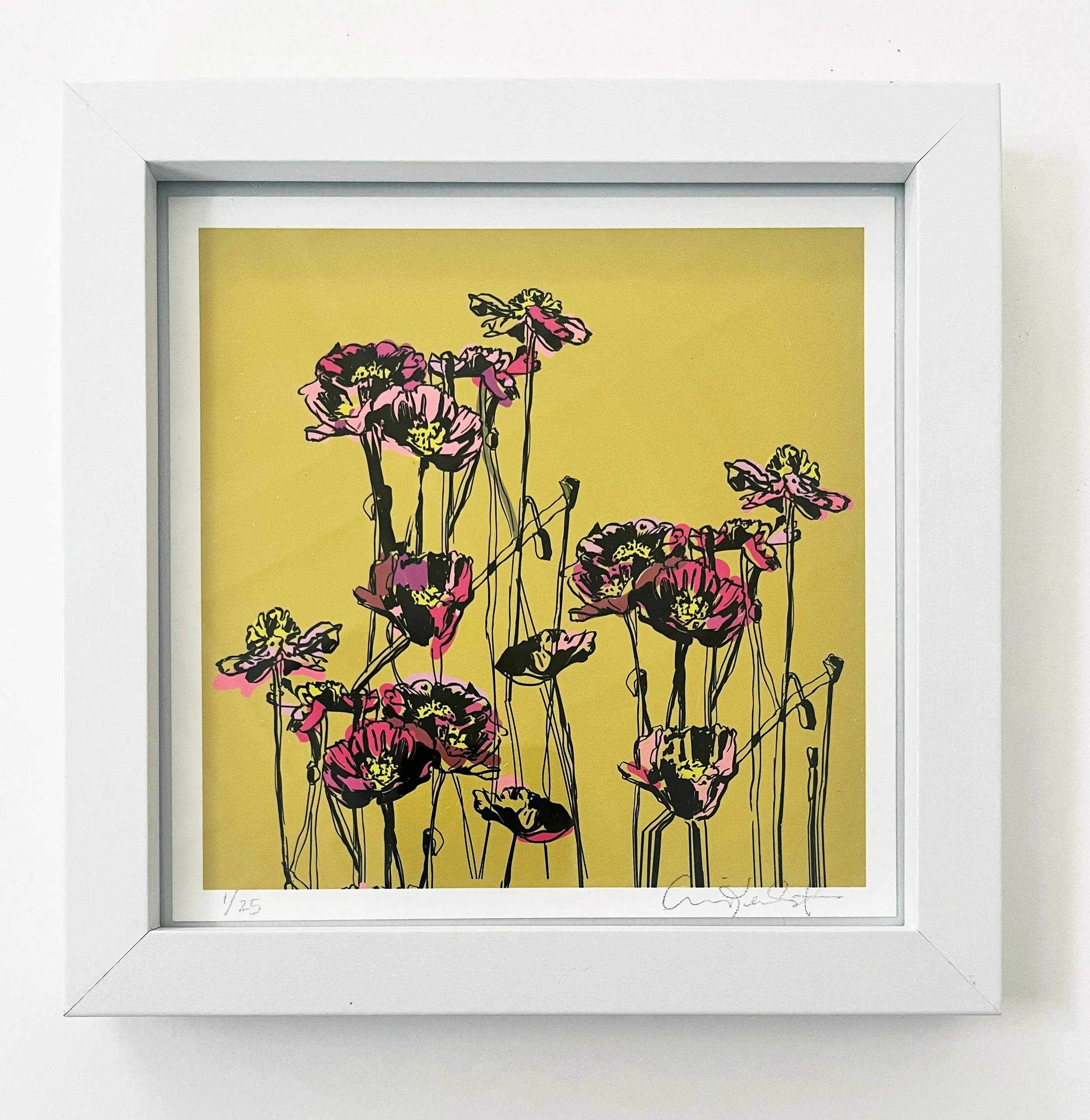 Pink poppies over spanish olive Framed 1 copy.jpg