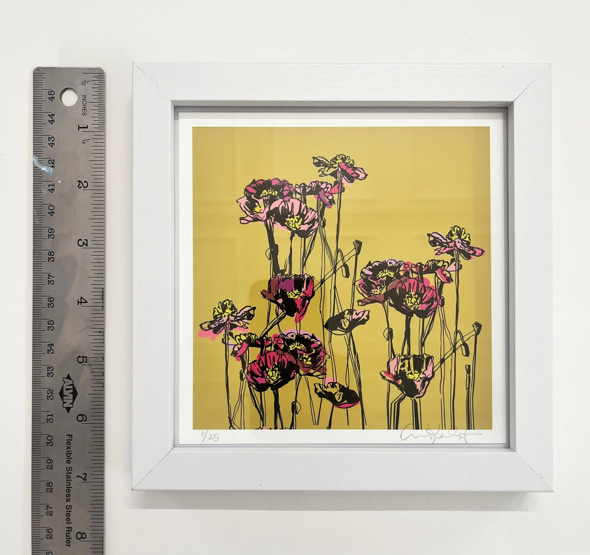Pink poppies over spanish olive Framed 2 copy.jpg