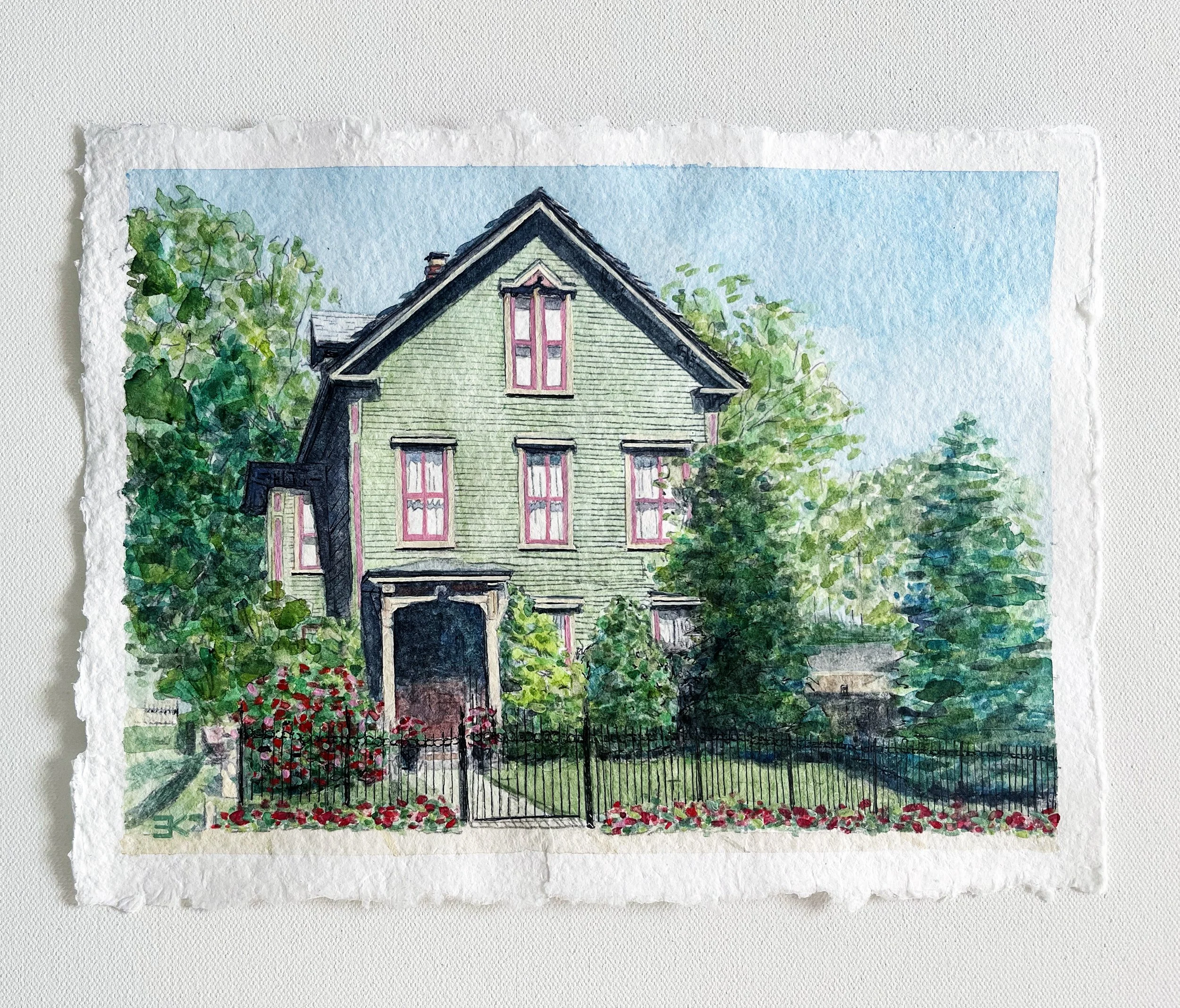 Custom Watercolor House Portrait (9" x 12")