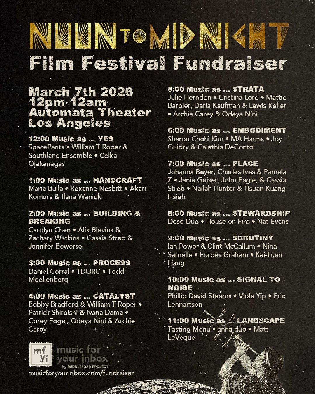 Get your film festival pass and plan your day

We&rsquo;re fundraising to make the next year of MFYI programming possible with an epic 12 hour film marathon. Each hour from noon to midnight, we&rsquo;ll screen a different program of experimental musi