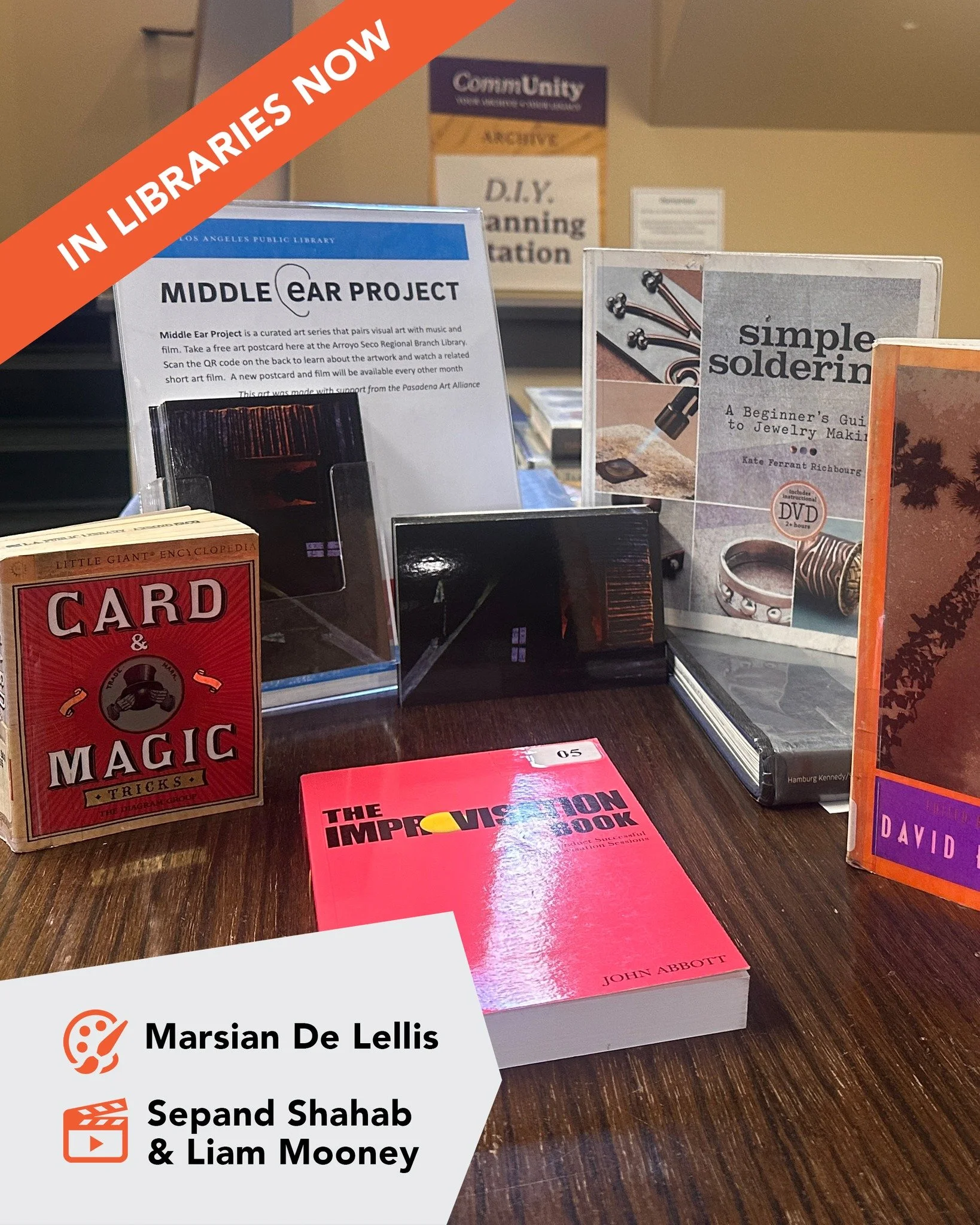 Free art in the libraries with our Library Arts Program!

Pick up a postcard of Marsian De Lellis&rsquo;s &ldquo;Model Killer: Giant Crimes + Tiny Cover Ups&rdquo; and scan the QR code to see a film featuring Liam Mooney and Sepand Shahab

Available 