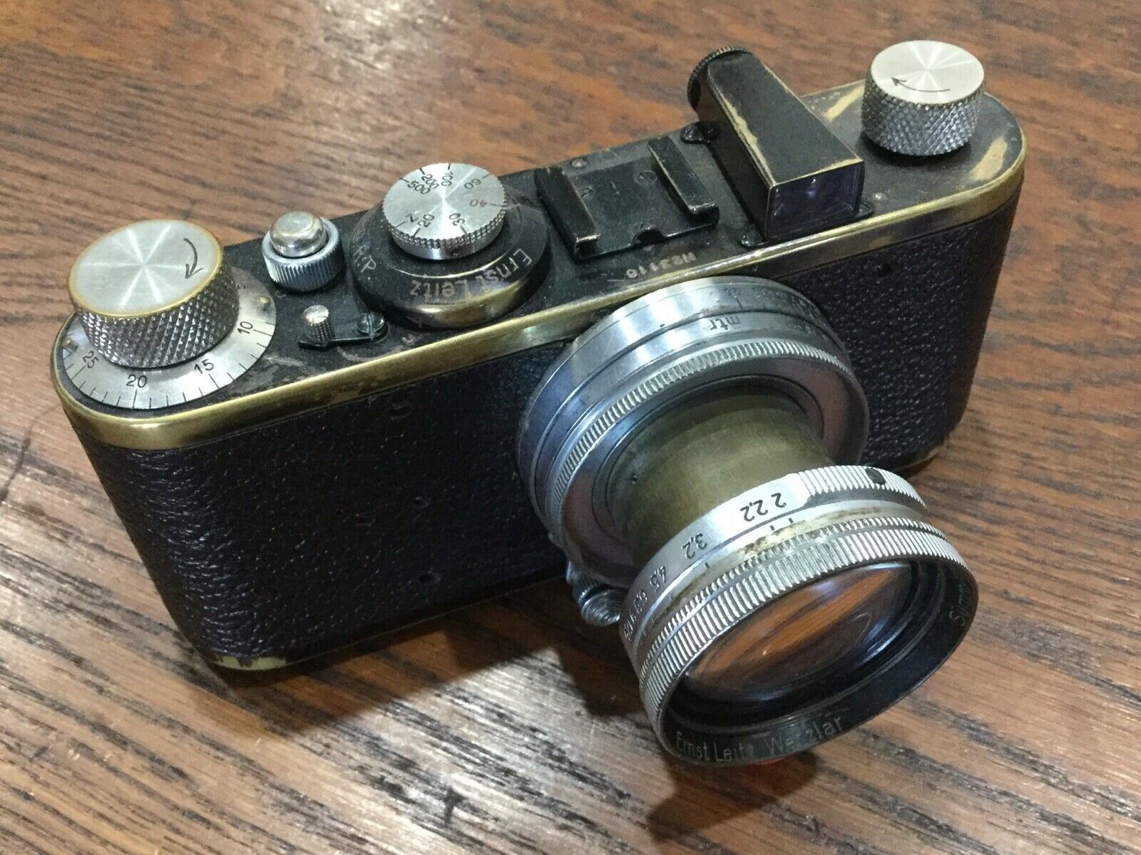 Leica I 4-digit converted to Leica Standard, shown with 50mm f2 Summar