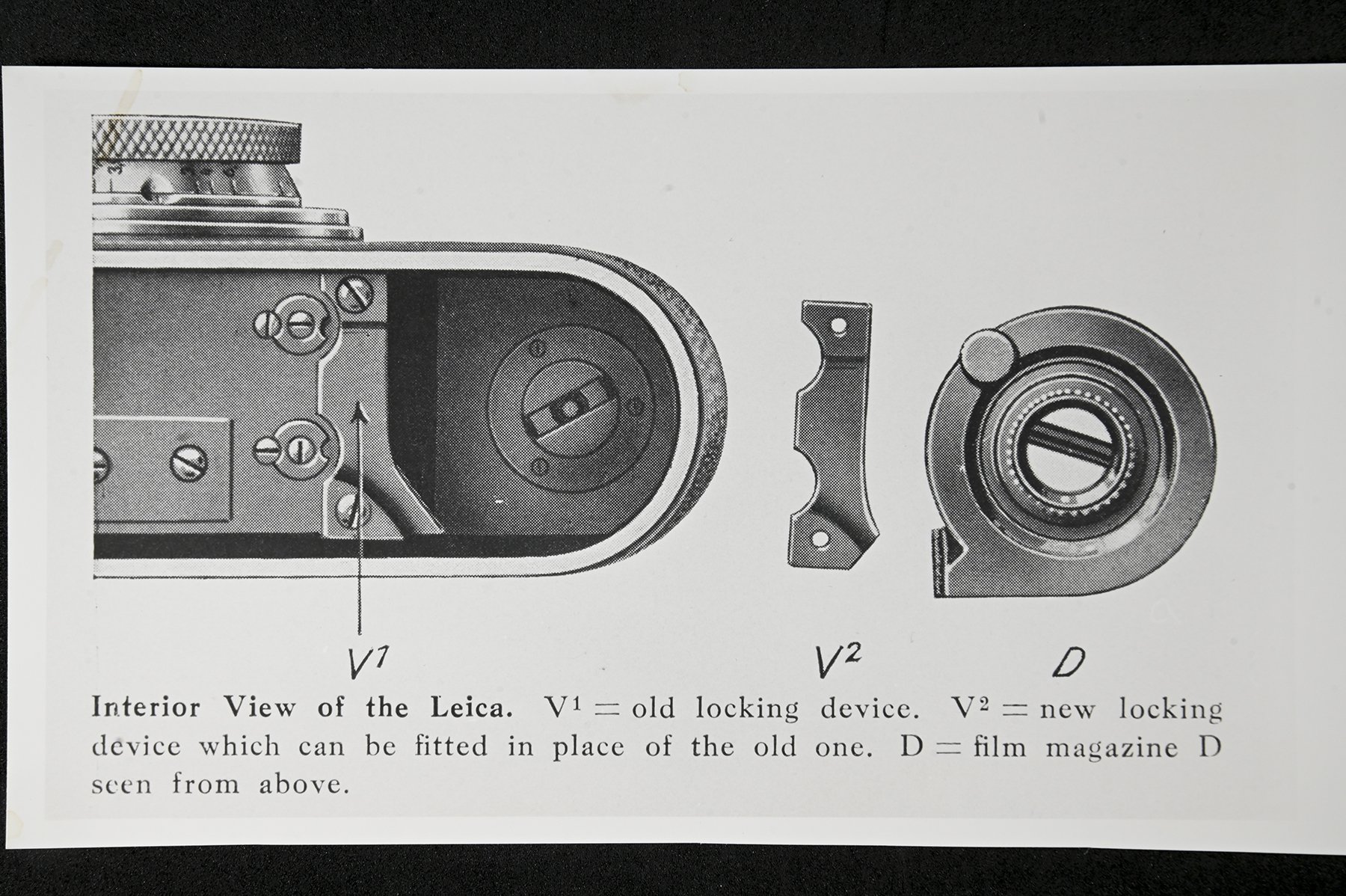 Interior view of early Leica II (Model D)