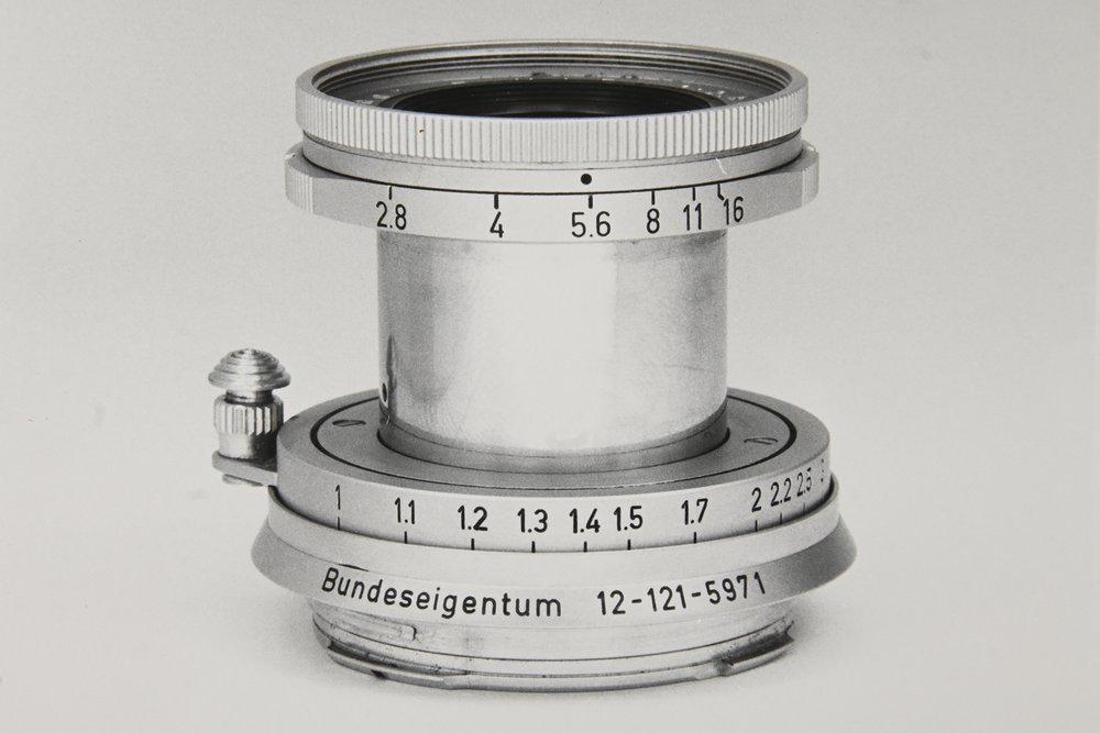 50mm Elmar min M-mount with German Government Property logo was typically used on military M3 Leicas .jpg