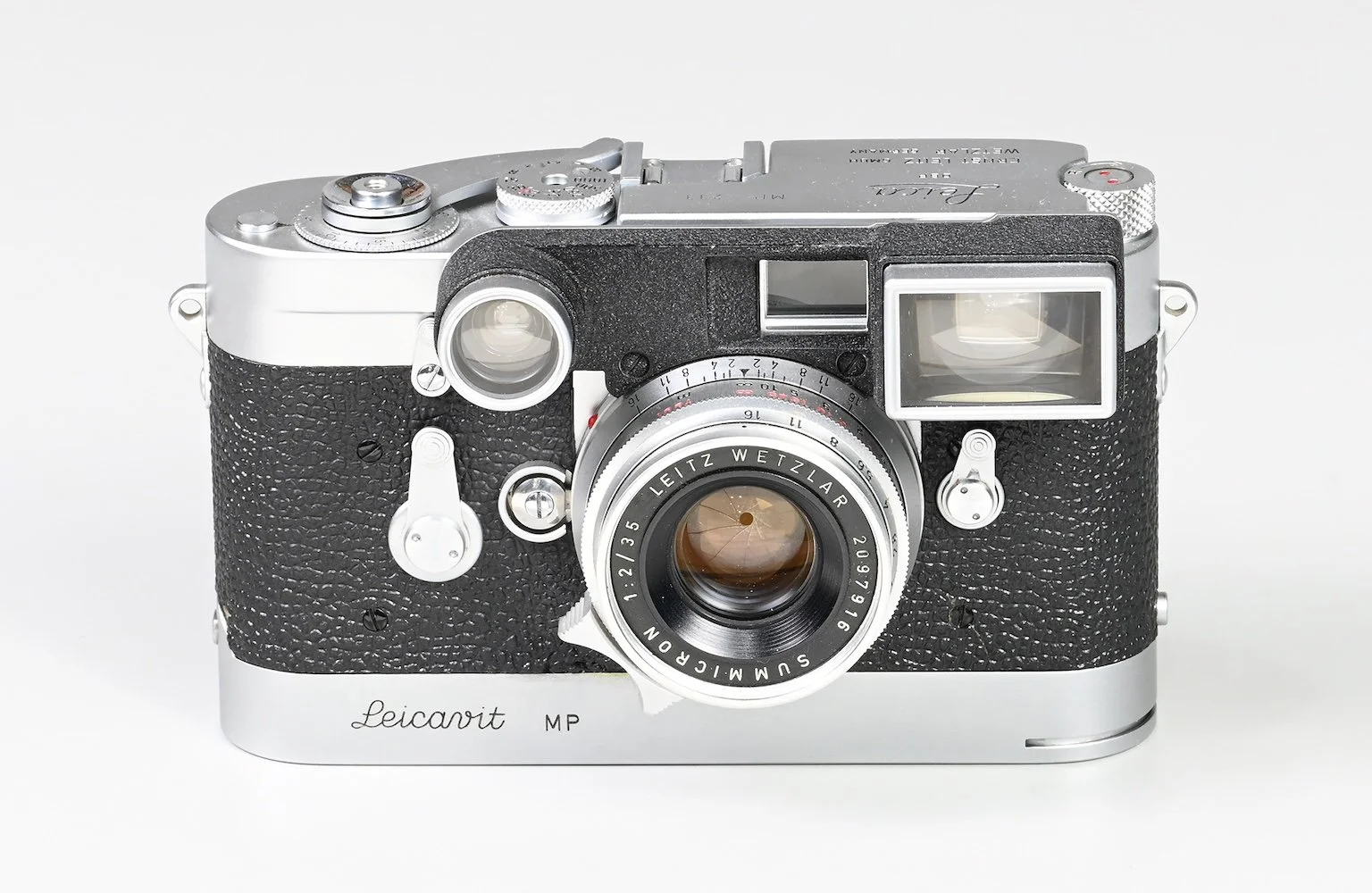 Super-rare mint original Leica MP of the mid '50s with 35mm f:2 Summicron with %22goggles%22 and Leicavit MP winder. What's it worth? Don't ask!.jpg