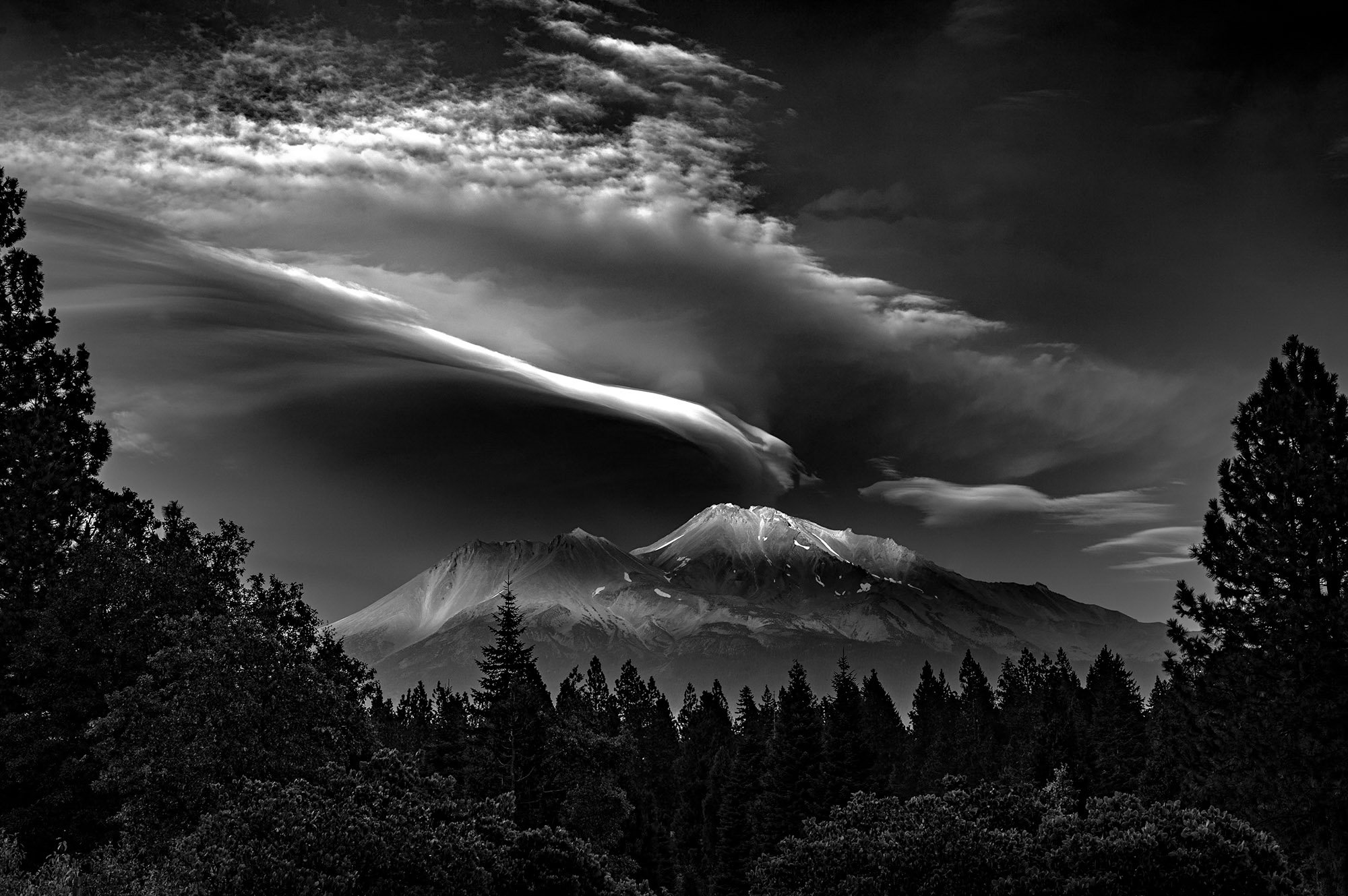 "Mount Shasta Alpenglow with Cloud" by Jeff Leland