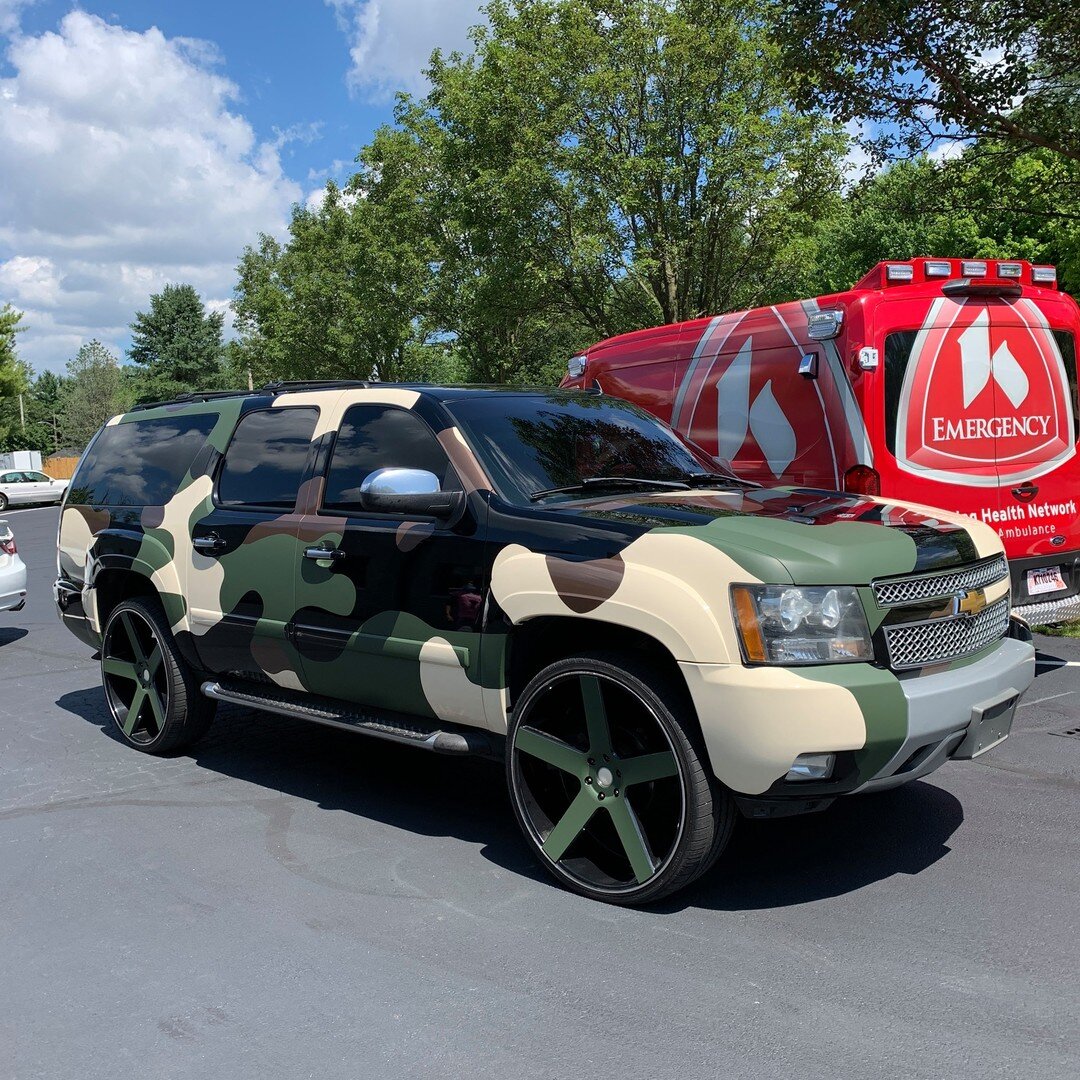 &quot;Where'd the Suburban go?&quot; -A joke we heard too many times. Here we have a super clean camouflage wrap with a classic color scheme and matching custom rims.
--
#3m #vinyl #laid  #laidnotsprayed #suburban #camo #wrap #camowrap