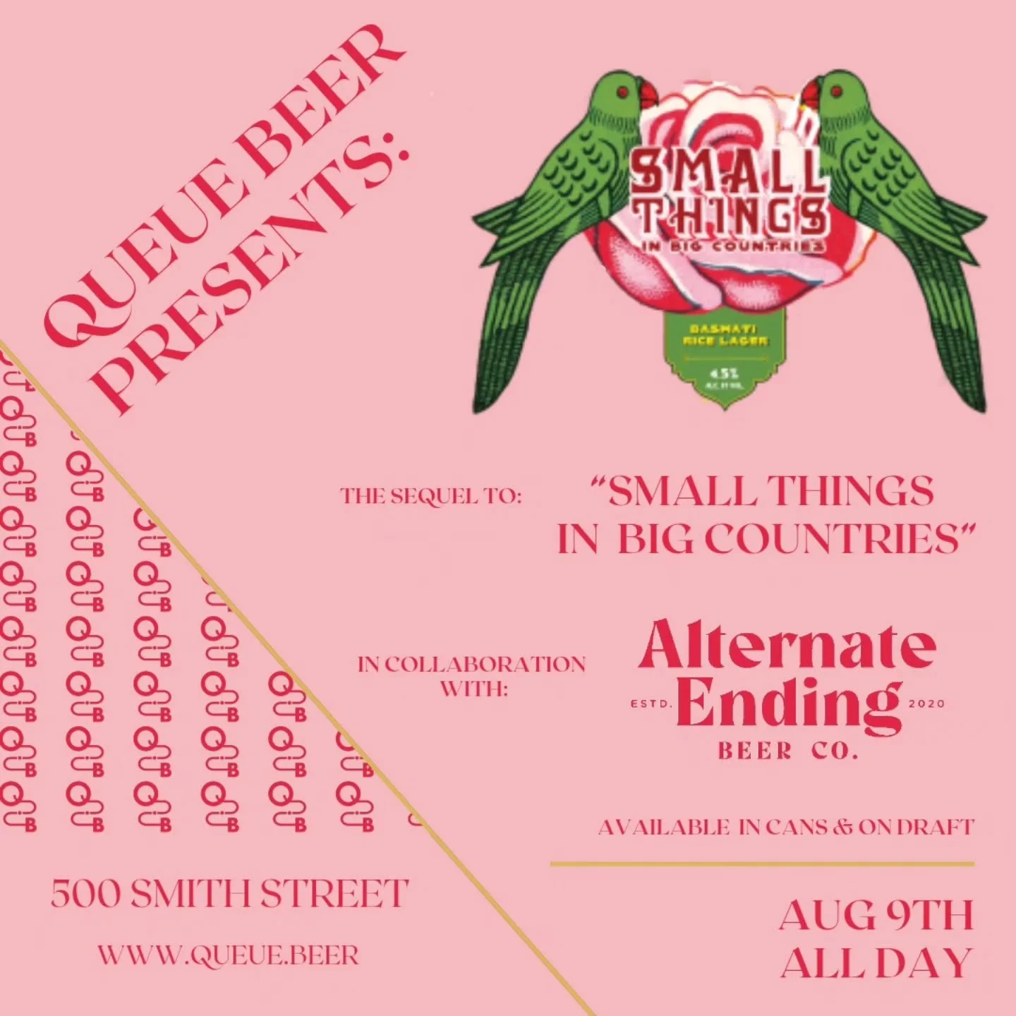 We're thrilled to announce the return of our first-ever collaboration beer, &quot;Small Things In Big Countries,&quot; created with our friends at Alternate Ending!

This special 4.5% ABV Basmati Rice Lager is a tribute to Indian culture and heritage
