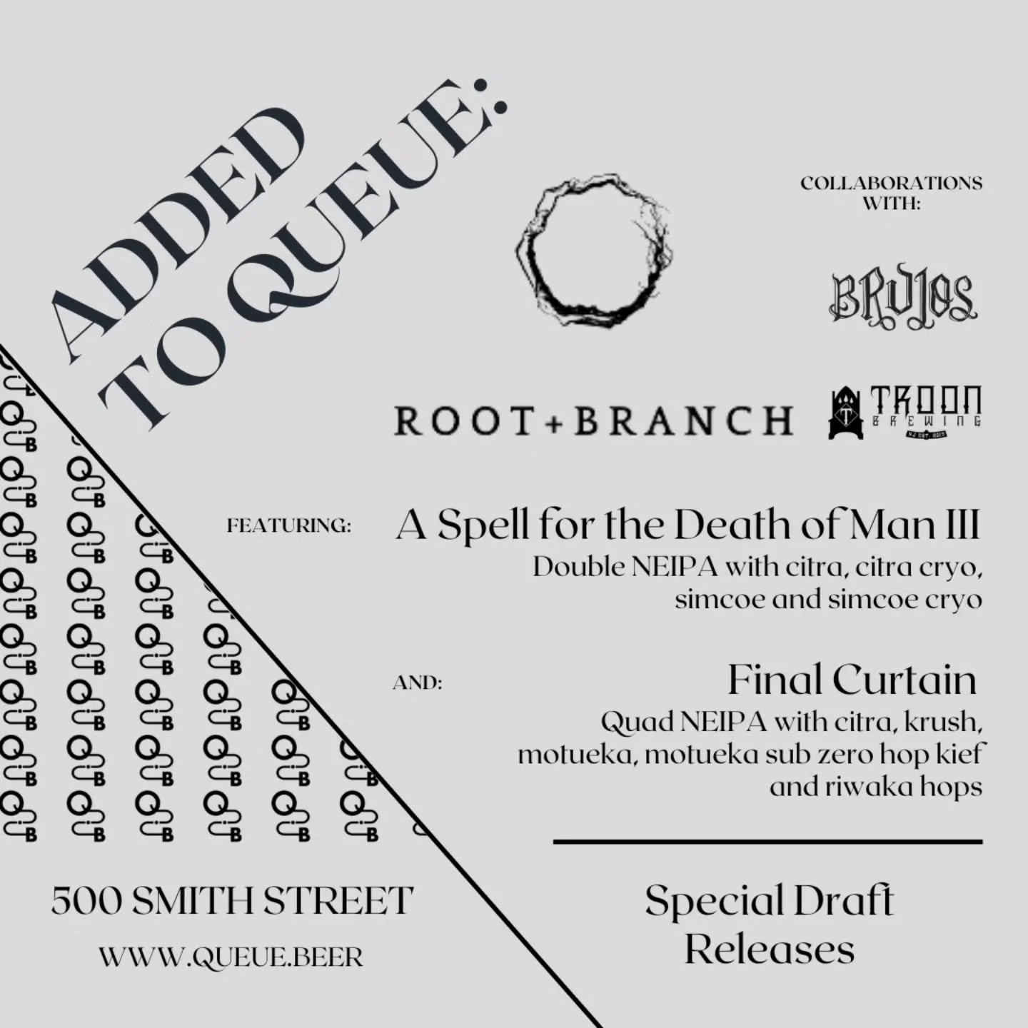 Added to Queue:

Thursday at open, we have an exciting surprise for you! We couldn't be more thrilled to be serving up a couple of highly rated and limited collaboration beers from Root + Branch Brewing. They are located in Copiague, New York, and ar