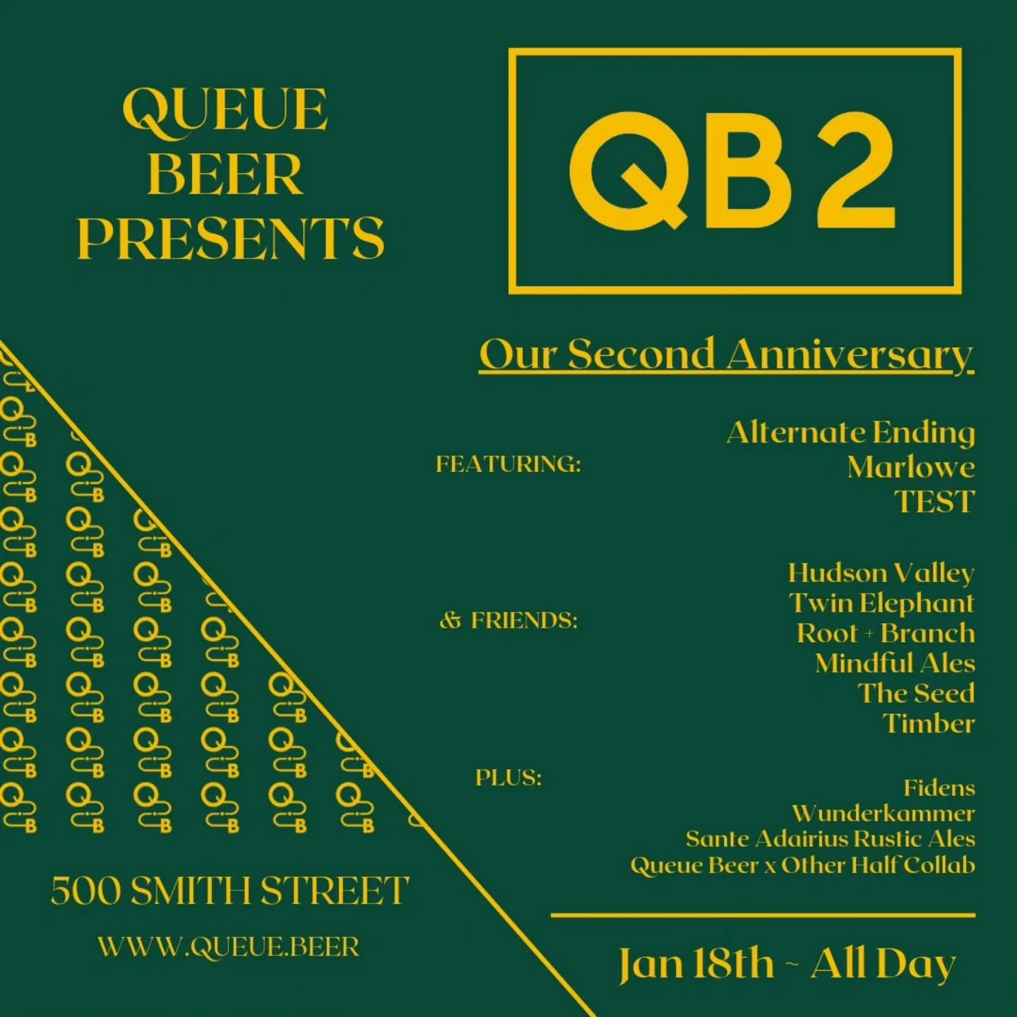 Queue Beer Presents:

Our Second Anniversary is finally upon us! While we don't have a full list for you yet, the following breweries have graciously agreed to help us celebrate:

@aebeerco
Bomba: Nelson Dry Hopped

@marloweales
DDH Eager to Share
I 