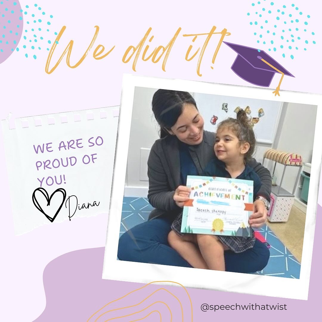 We are very proud of our most recent graduate 🎓

💕This little one has worked very hard and yesterday was her last day with @speechwithatwist

💕 I am thankful that her mom placed trust in me to help this little one reach her communication goals. 

