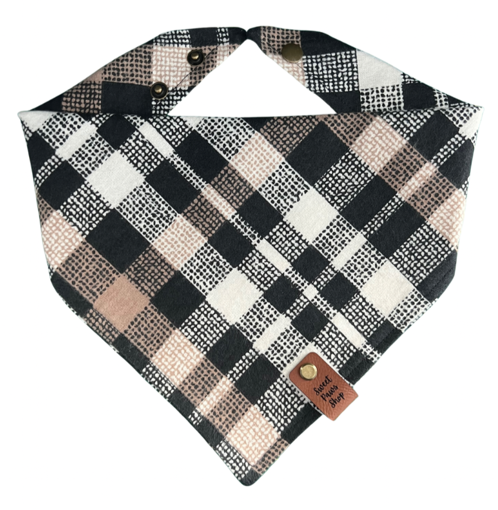 Black and Taupe Dog Bandana