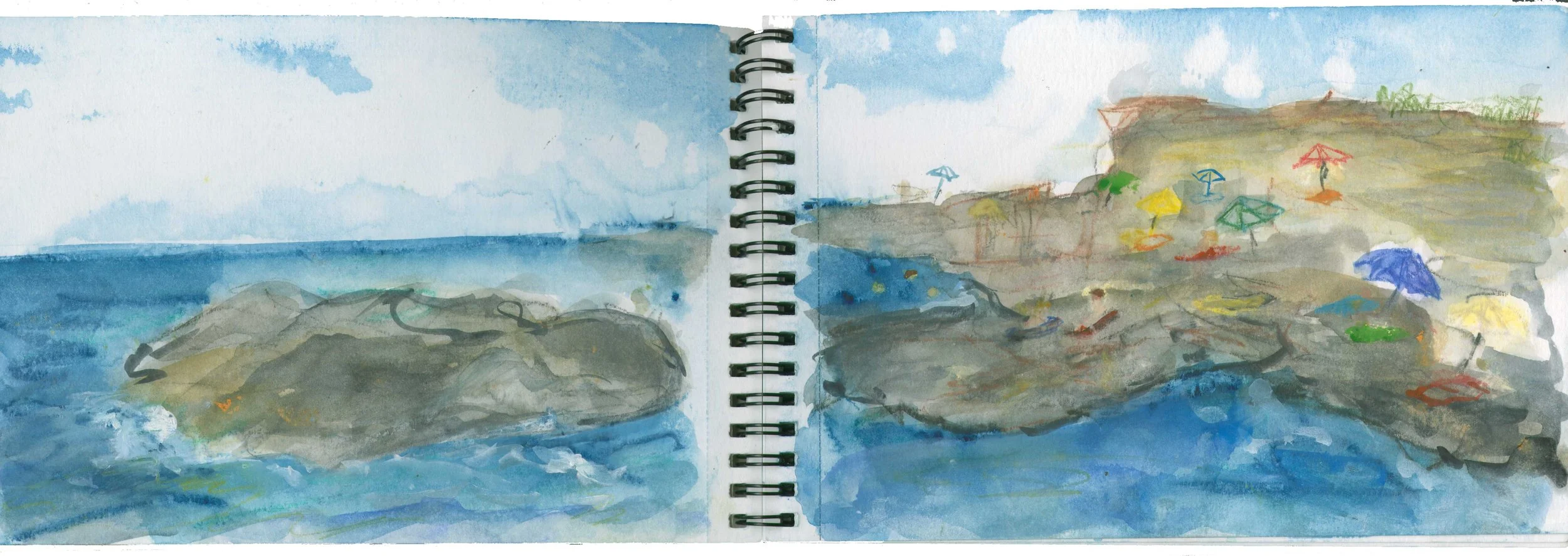 Califuria, Ligurian Sea, 2024. I painted this and a giant wave from the sea came and washed over it 