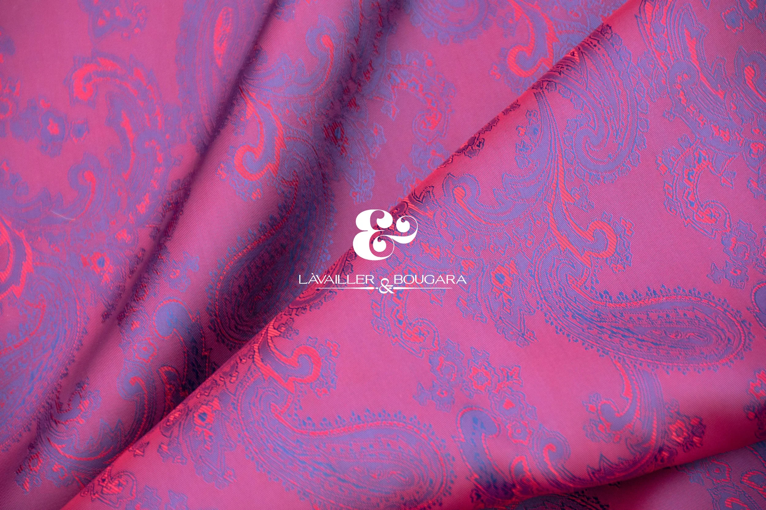 Carmine Red and Blue Paisley