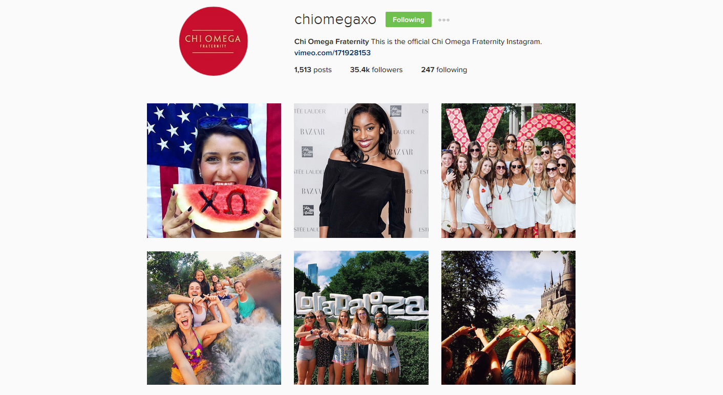 Follow Chi Omega on Social Media