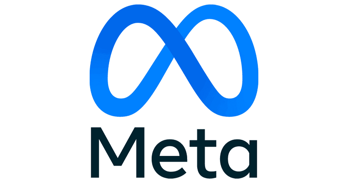 Meta logo with a stylized blue infinity symbol above the word 'Meta' in black.