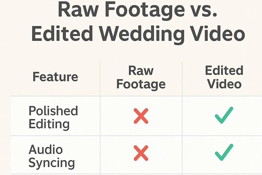 Raw Footage vs. Edited Wedding Video: What’s the Difference?
