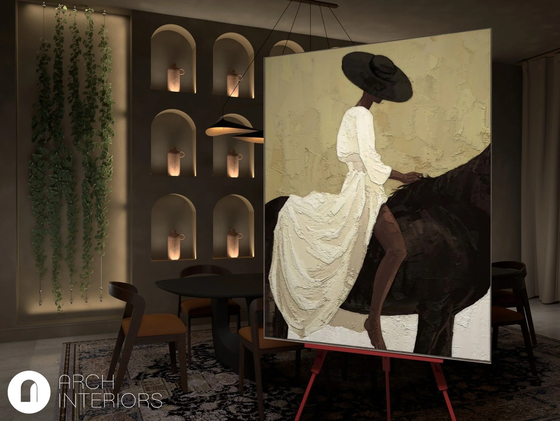 Some artworks don&rsquo;t just capture your attention, they shape an entire atmosphere.

This piece did exactly that for me.

Its soft tones, graceful posture, and quiet strength inspired a room filled with warmth, depth, and subtle luxury.

I wanted