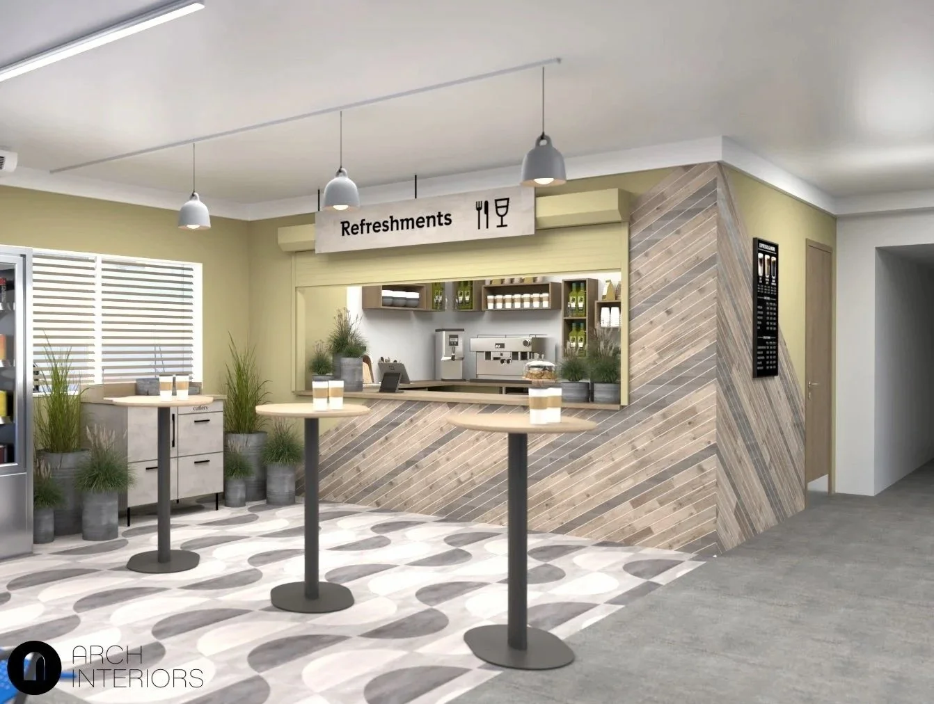 Cafe Kiosk Design timber cladding front