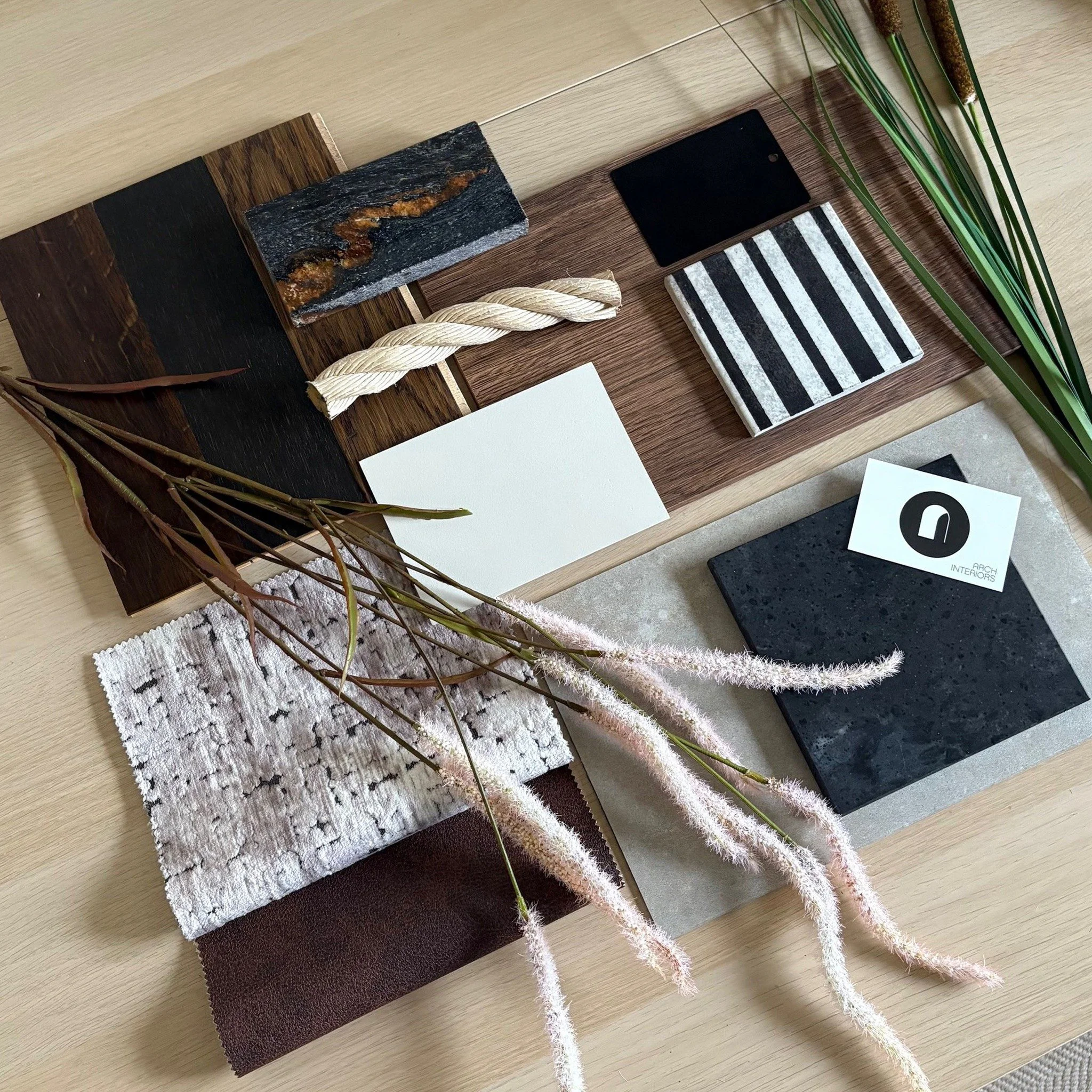 This is where the design starts to feel real.

A sample board allows us to test texture, tone, and contrast -  ensuring materials work together both visually and practically.

Every element here plays a role in shaping the final experience of the spa