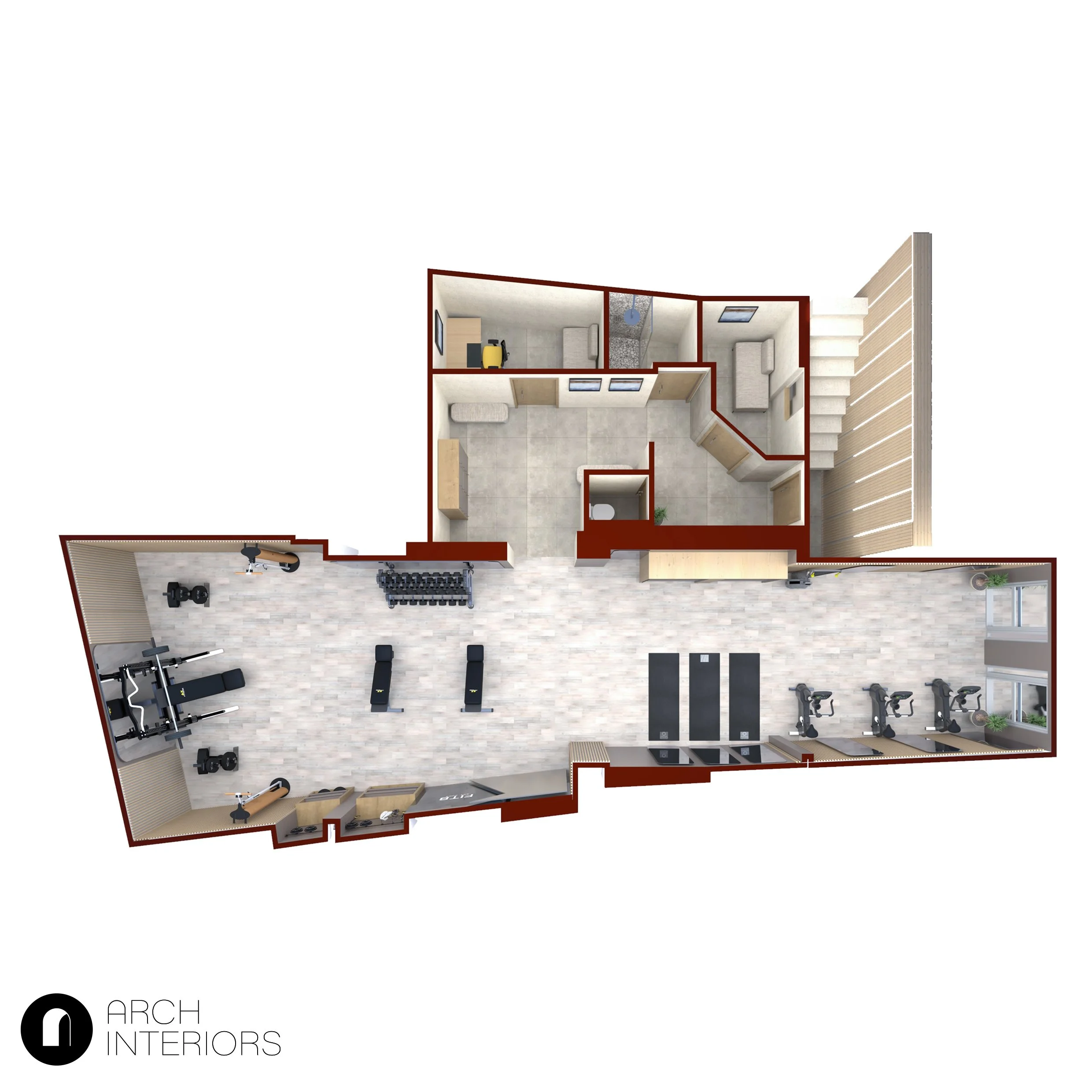 3d floor plan gym planning