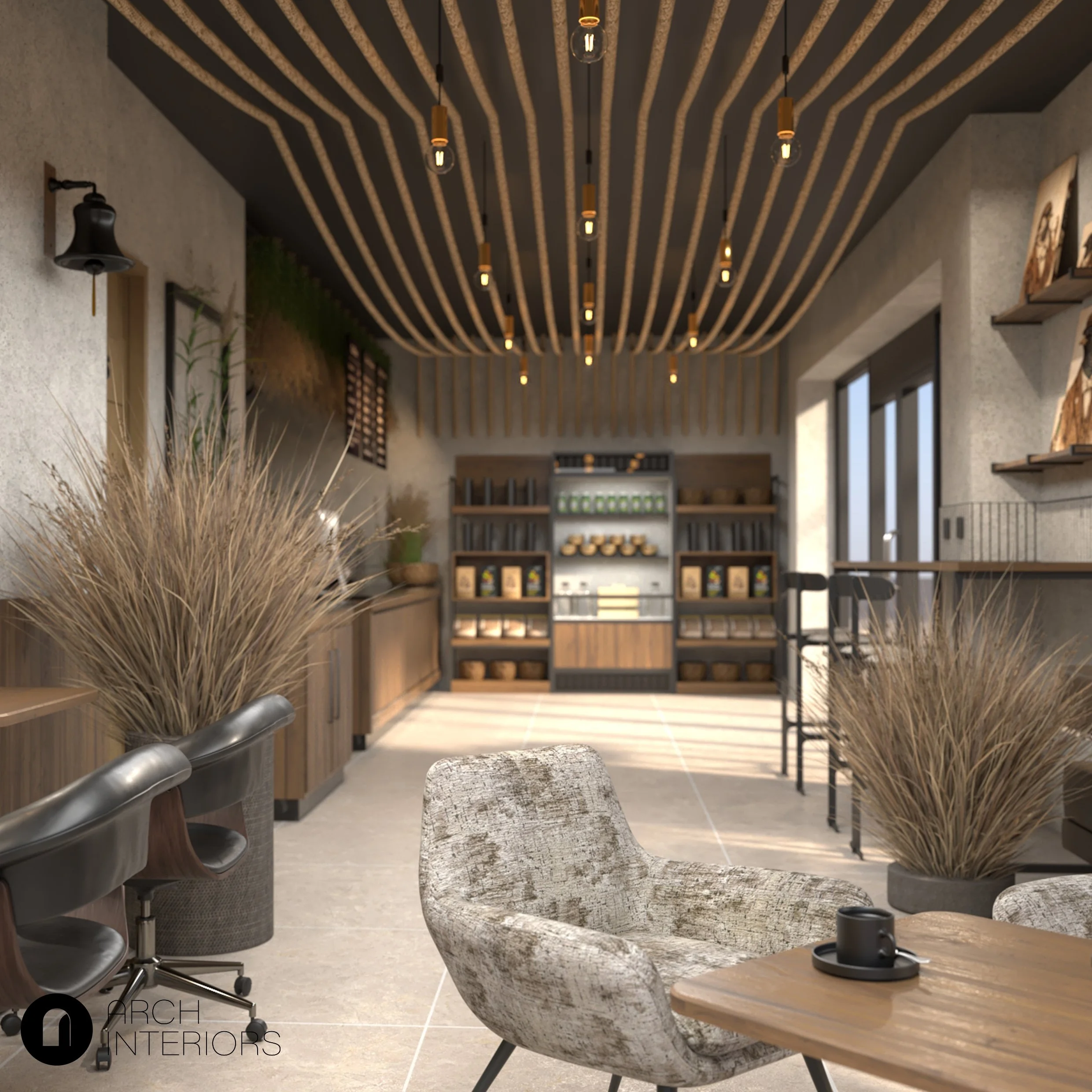 Cafe interior design view at the entrance