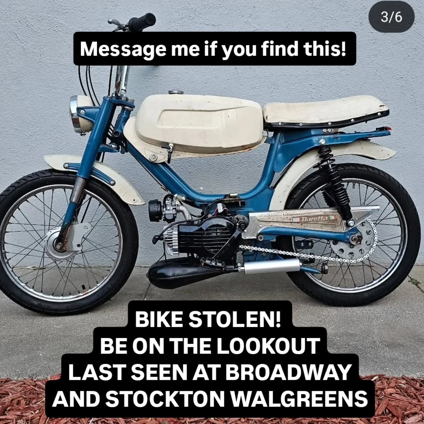 Please message me if you see this bike!

BIKE STOLEN! 
BE ON THE LOOKOUT
LAST SEEN AT BROADWAY AND STOCKTON WALGREEN
