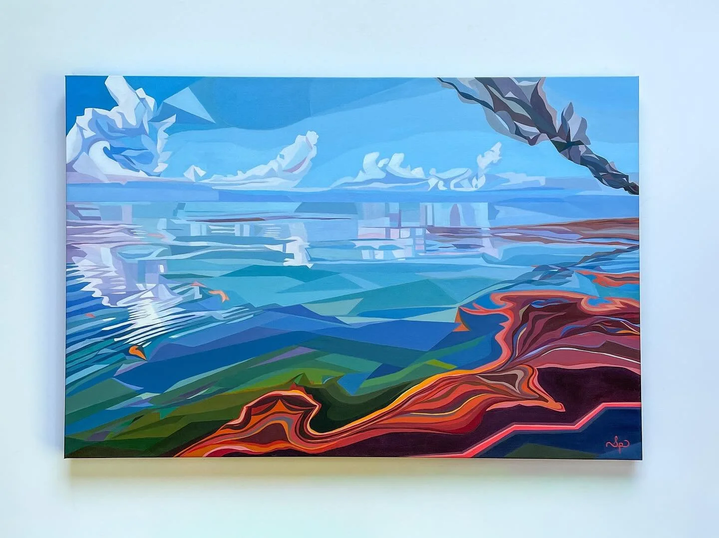 New work! 👀 This is again inspired by the Deepwater Horizon oil spill - reflecting on our culture&rsquo;s harmful course, balancing the wonder and woe of nature&rsquo;s condition. 

You can see this new painting for the first time at the Virginia MO