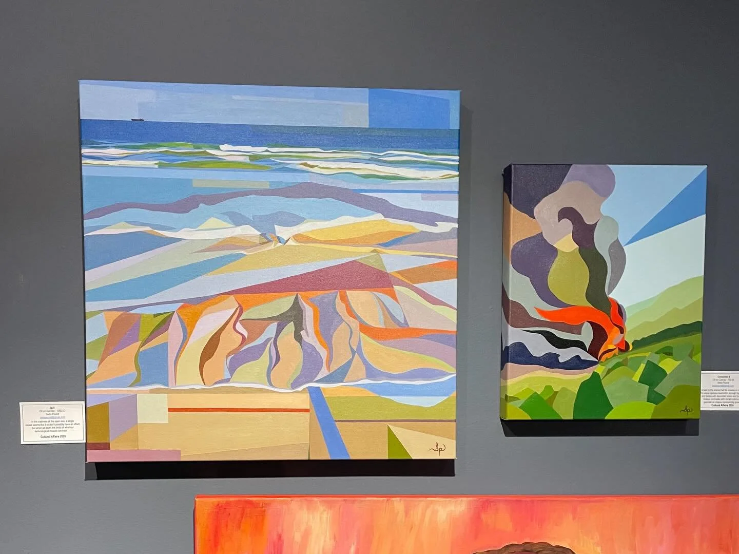 What a fun exhibition reception night! Thank you @artvabeach @vabeacharts  Arts &amp; Humanities Commission and all the other sponsors! 

My paintings &ldquo;Spill&rdquo; and &ldquo;Consumed&rdquo; will be on view until May 17th @artvabeach 

#vibedi