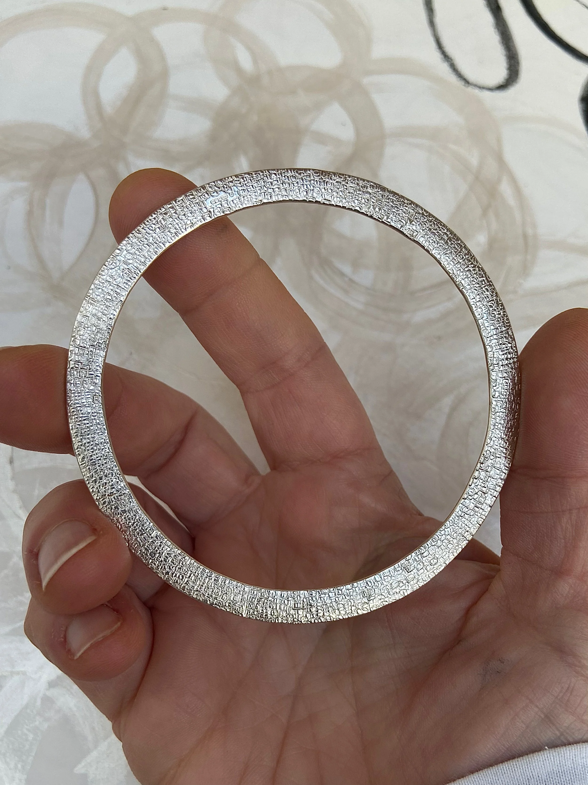 Stamped bangle, Silver