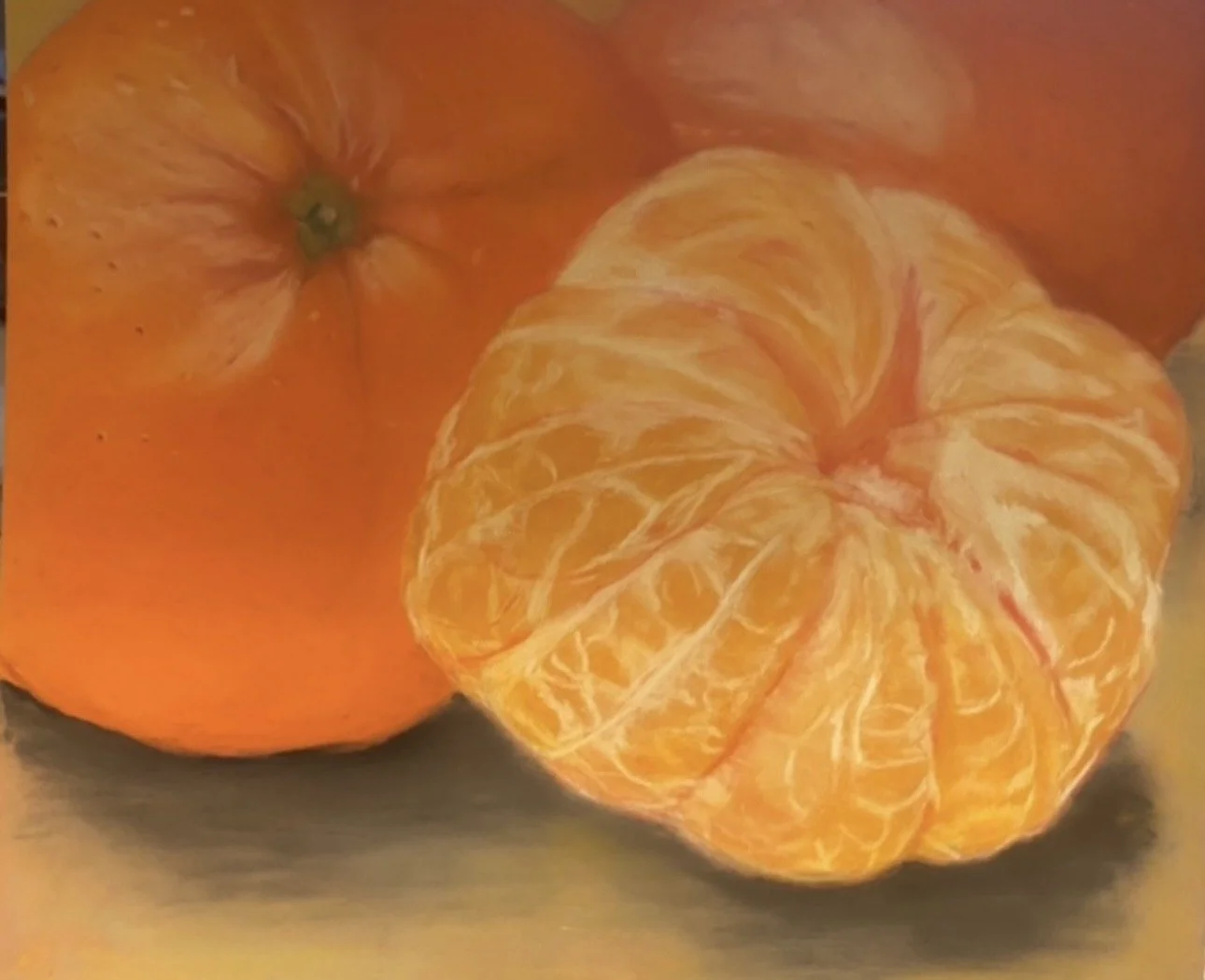 Mandarins - pastels and pastel pencils 