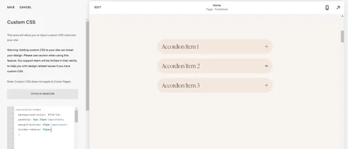 How to customise your accordion blocks in Squarespace 7.1 | Finding Design