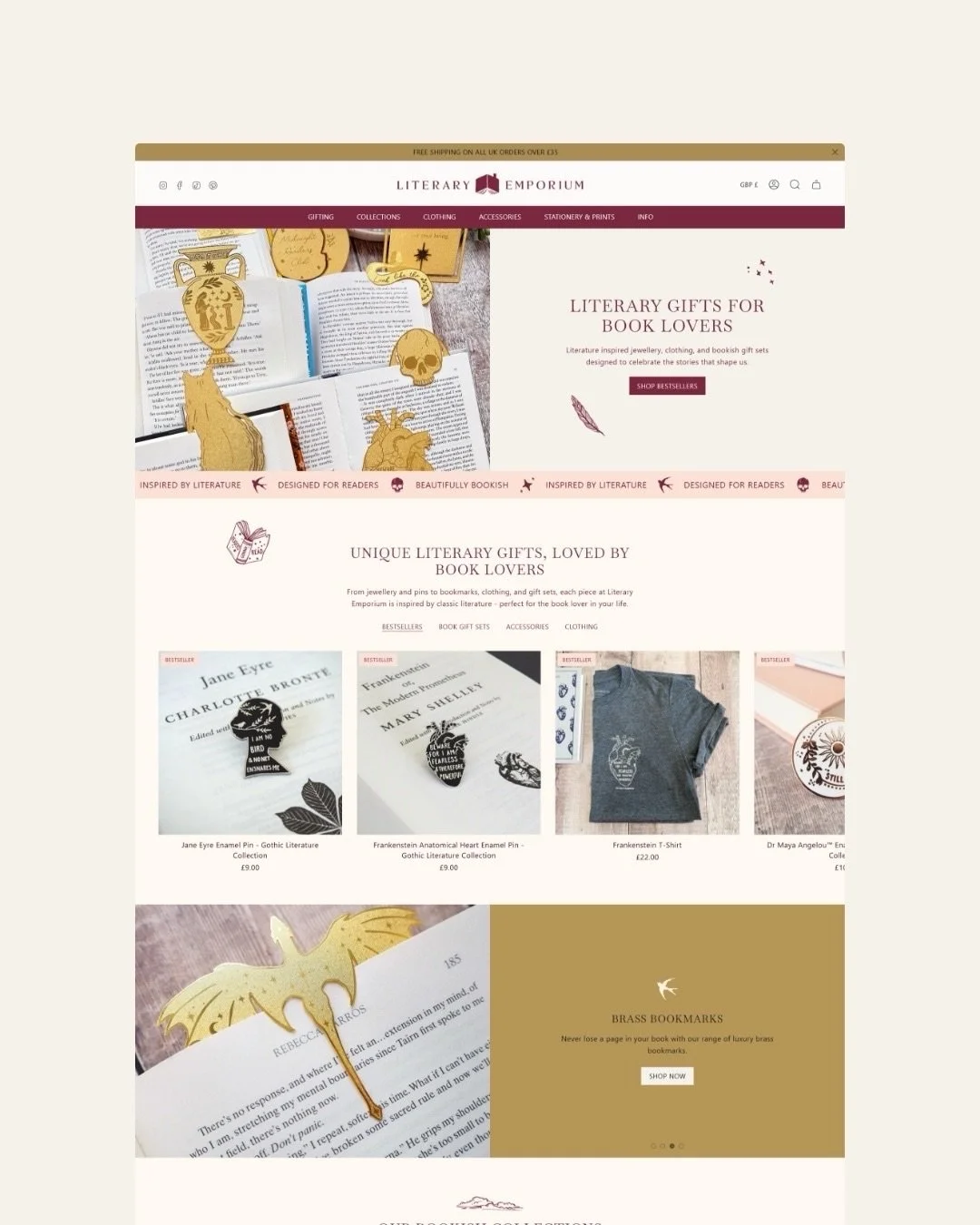 I worked with Literary Emporium @litemporium to redesign and rebuild their Shopify website into something that felt more immersive, atmospheric and true to the brand. 

As a family-run business creating literary-inspired gifts for book lovers, it was
