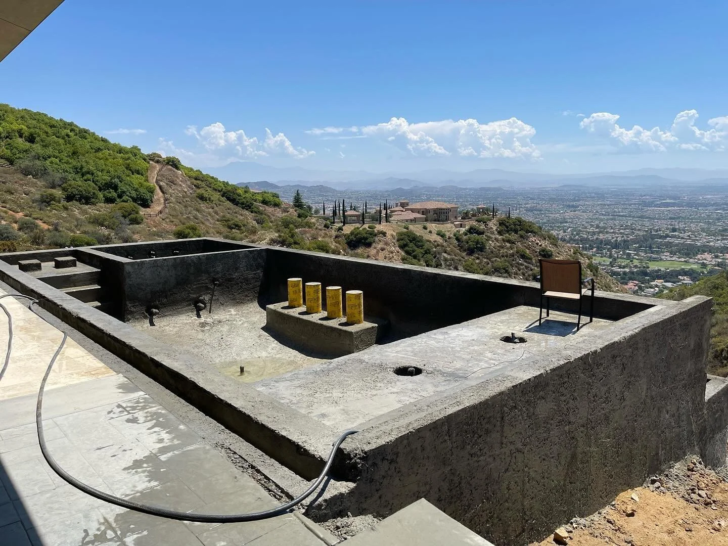 Pool we are building in La Cresta for our client. Zero edge with a 40 foot infinity edge looking down bear creek golf course. Imaging enjoying your favorite beverage while relaxing in a pool over looking a breathtaking view of the golf green and vall