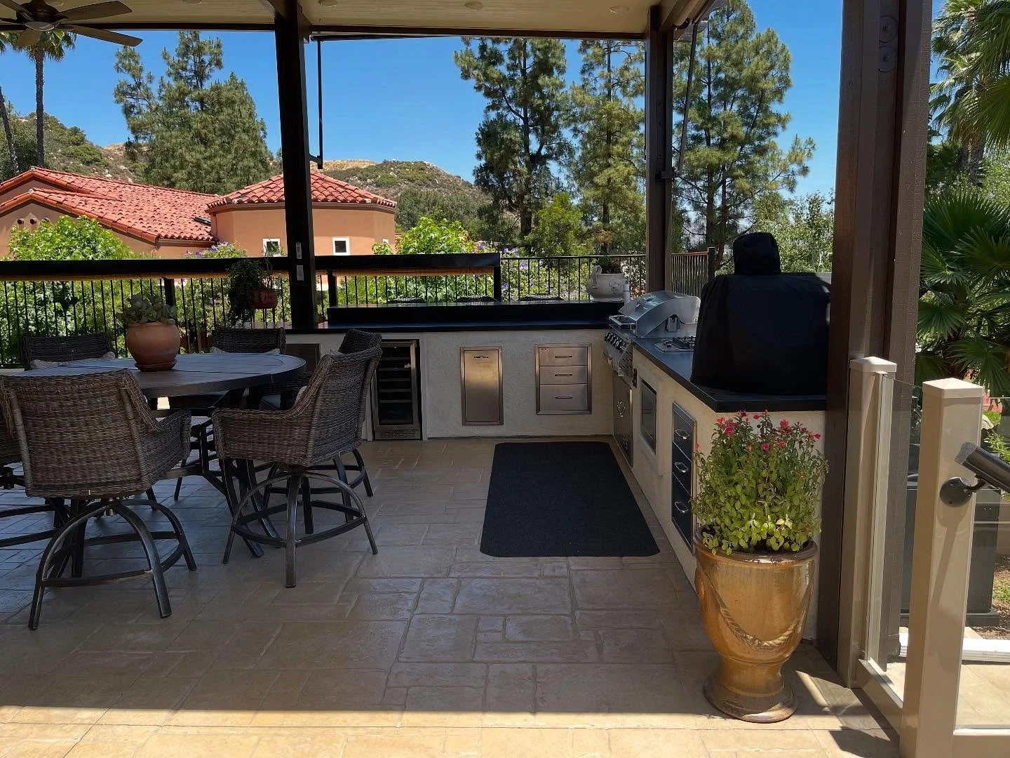 Patio covers and back yard bbq.