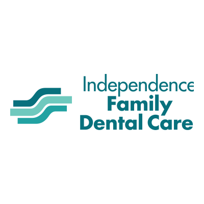 Logo for Independence Family Dental Care, featuring stylized waves and blue text.