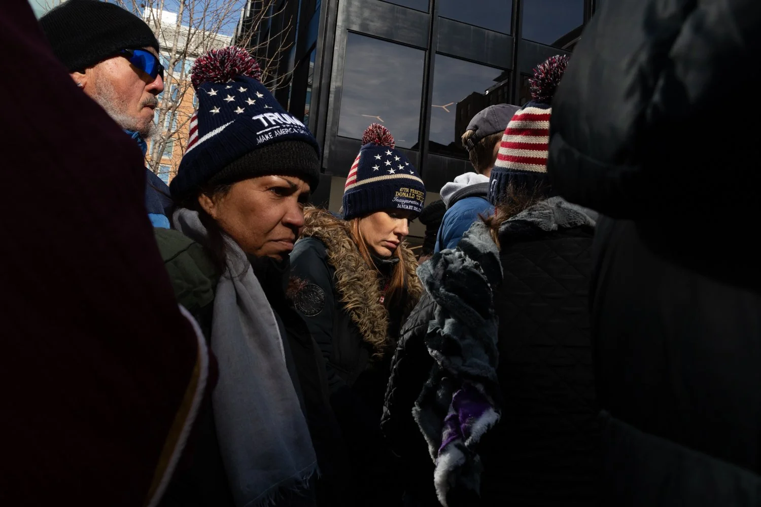 Supporters arrive outside the Capital One Arena in Washington, D.C., Monday, Jan. 20, 2025, for the inauguration ceremonies. Many were unable to get inside, had to throw away their belongings, and endured cold temperatures. The official temperature a