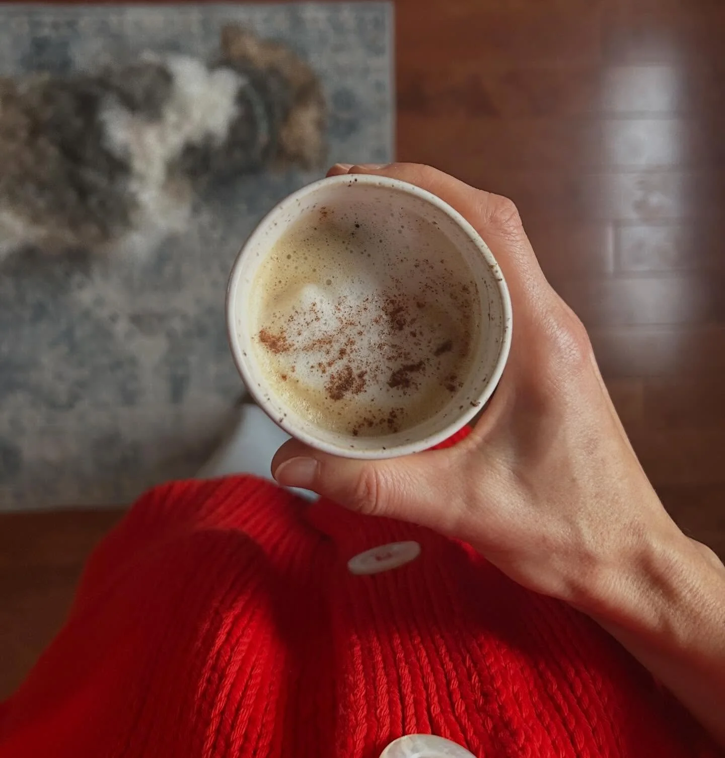 A few moments from my week: 

1. My attempt at a home made cappuccino. 
2. View of Maddy sleeping as I write. 
3. Winter sun. 
4. Work from home outfit. 
5. Midday walk. 
6. The new single from Noah Kahan that I&rsquo;ve listened to dozens of times a