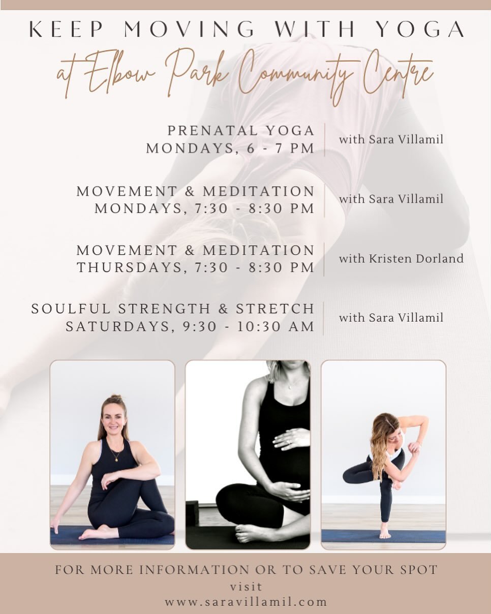I&rsquo;m happy to be joining @saravillamilmovement in offering mindful movement classes at Elbow Park Community Center, which are open for drop-in attendance! Whether you are a seasoned practitioner or just starting out, we welcome you 💞😬
&zwnj;
I