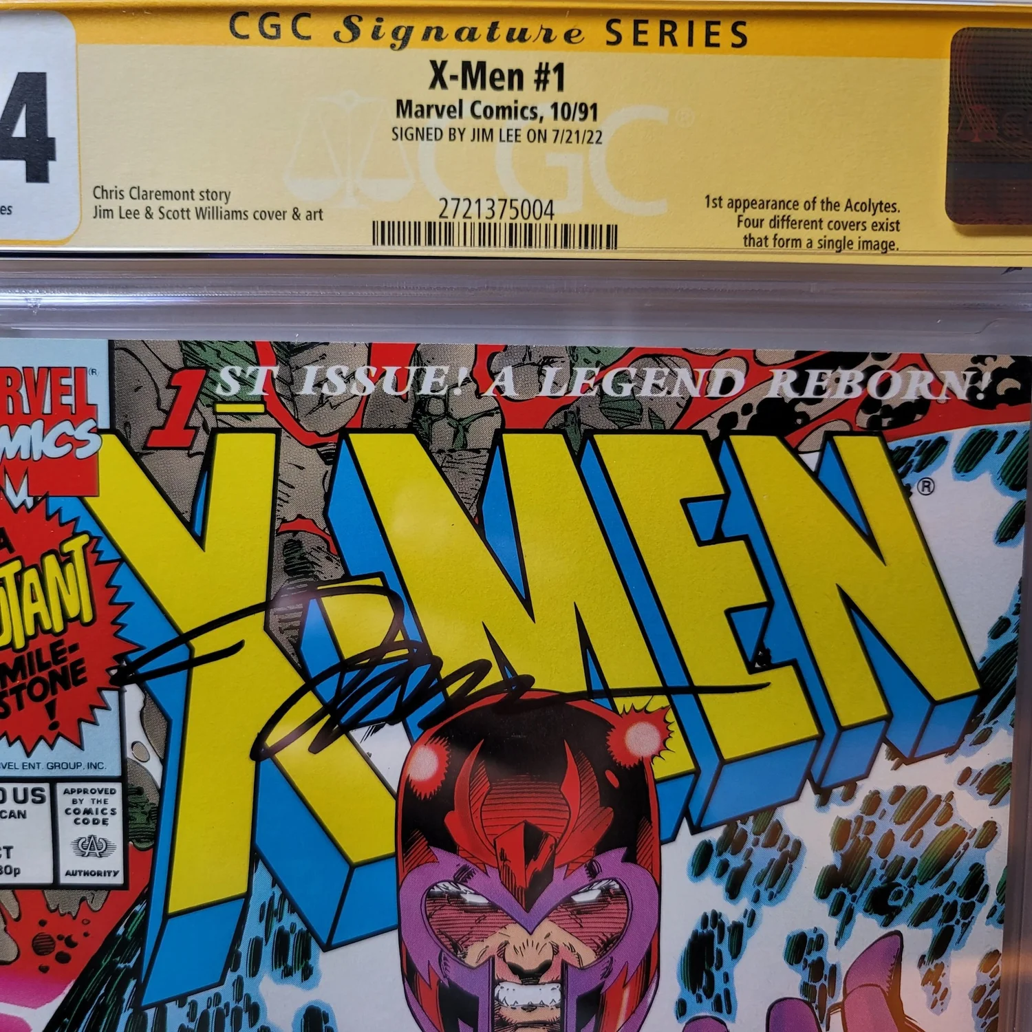 9.4 CGC SS SIGNED Jim Lee Marvel X-MEN # 1 Magneto Cover Signature 