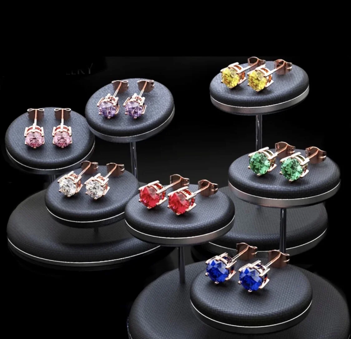 Rose Gold Purple / Yellow / Pink / White Sapphire Earrings