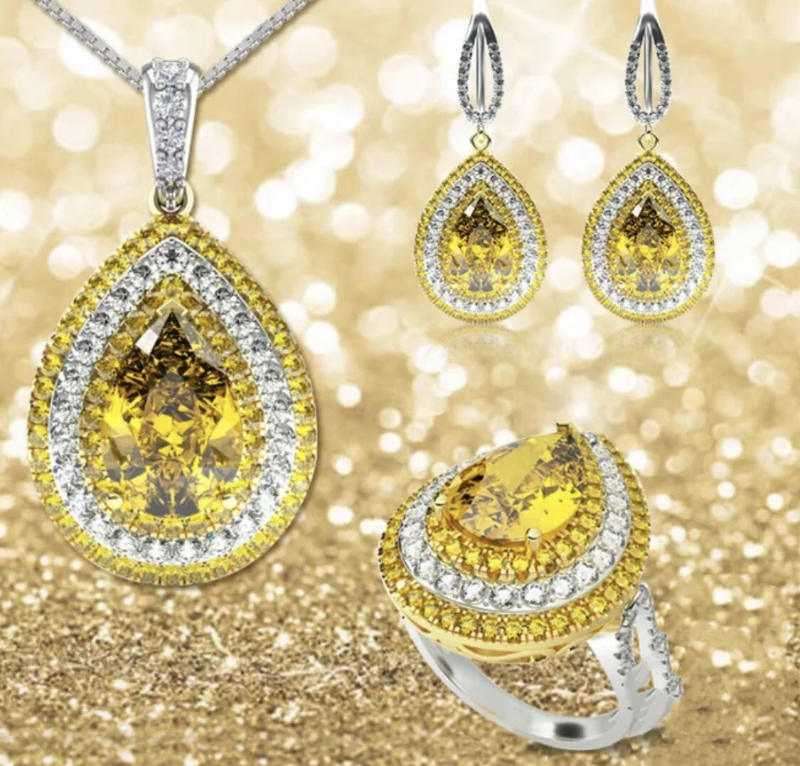 Water Drop Yellow Sapphire Set